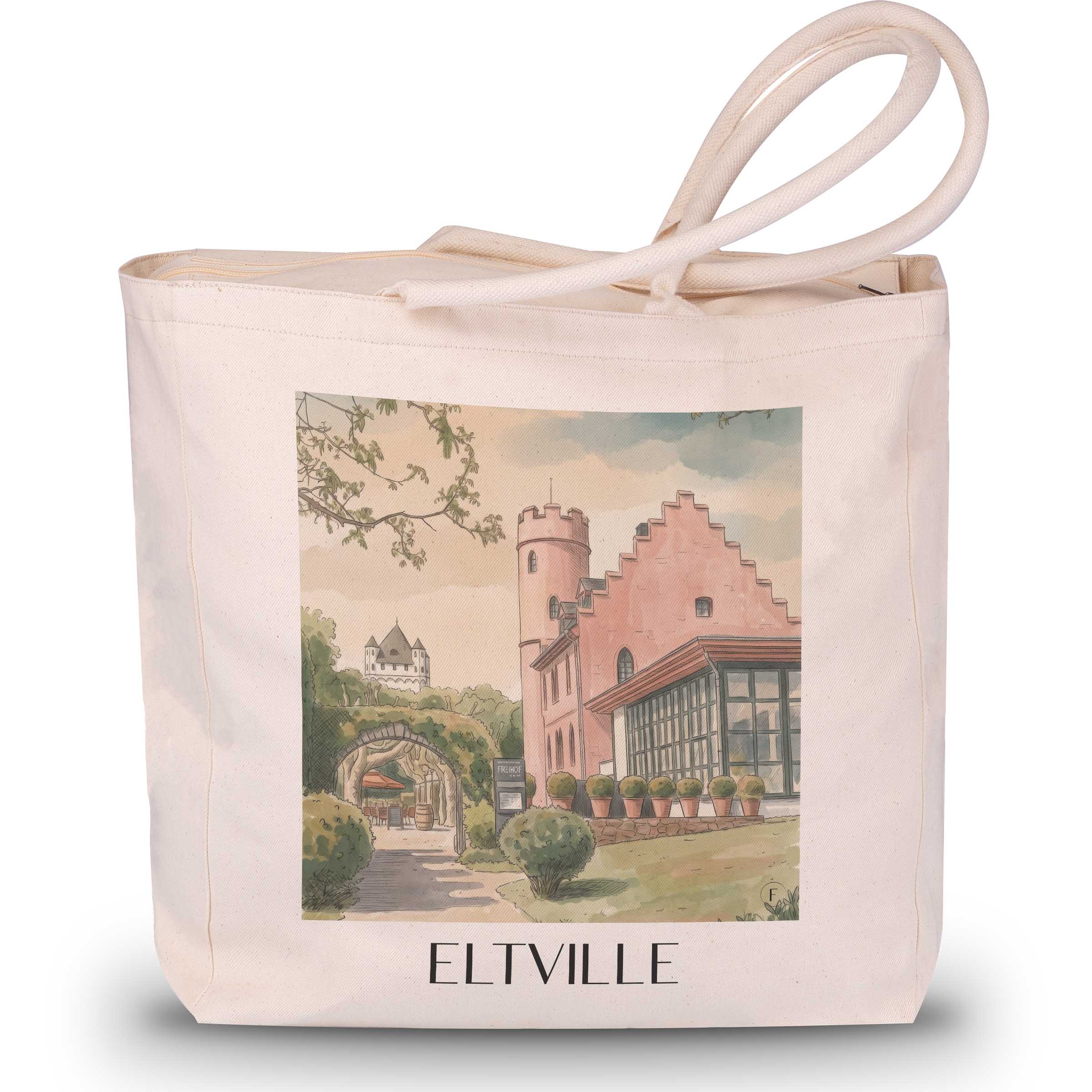 Eltville Shopping Tasche - Rheingau - Deutschland Tote Bag - Einkaufstasche im Aquarell Stil - favplace