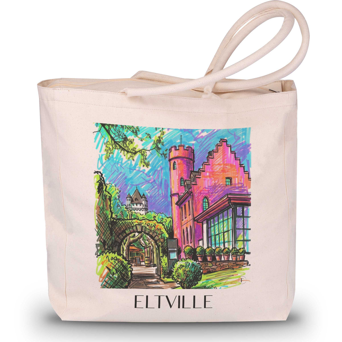Eltville Shopping Tasche - Rheingau - Deutschland Tote Bag - Einkaufstasche im Tag Graffiti Stil - favplace