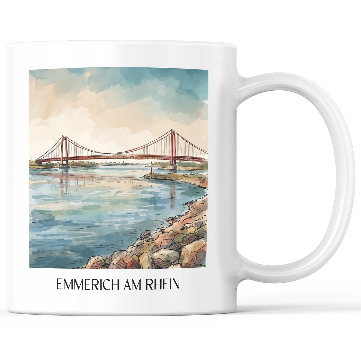 Emmerich am Rhein Kaffeebecher - Niederrhein - Deutschland Becher - Kaffeetasse im Aquarell Stil - favplace