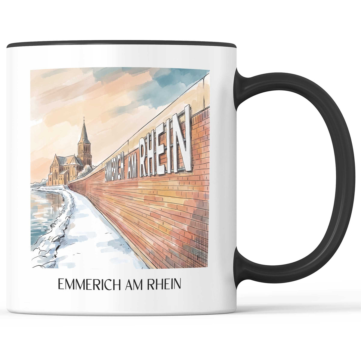 Emmerich am Rhein Kaffeebecher - Niederrhein - Deutschland Becher - Kaffeetasse im Aquarell Stil - favplace