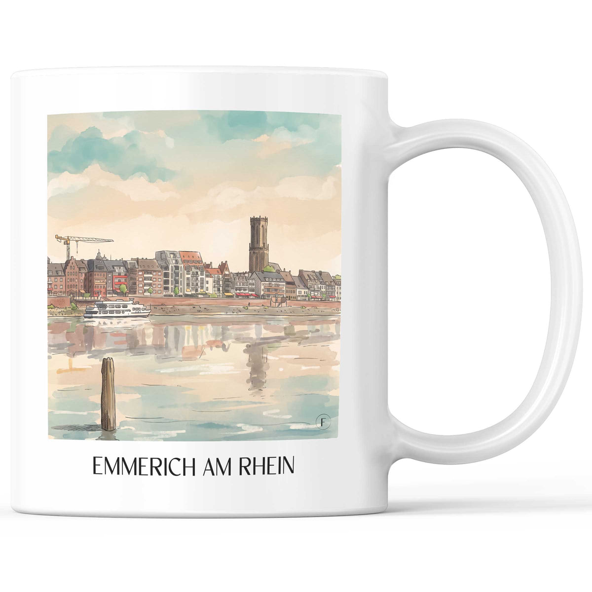 Emmerich am Rhein Kaffeebecher - Niederrhein - Deutschland Becher - Kaffeetasse im Aquarell Stil - favplace