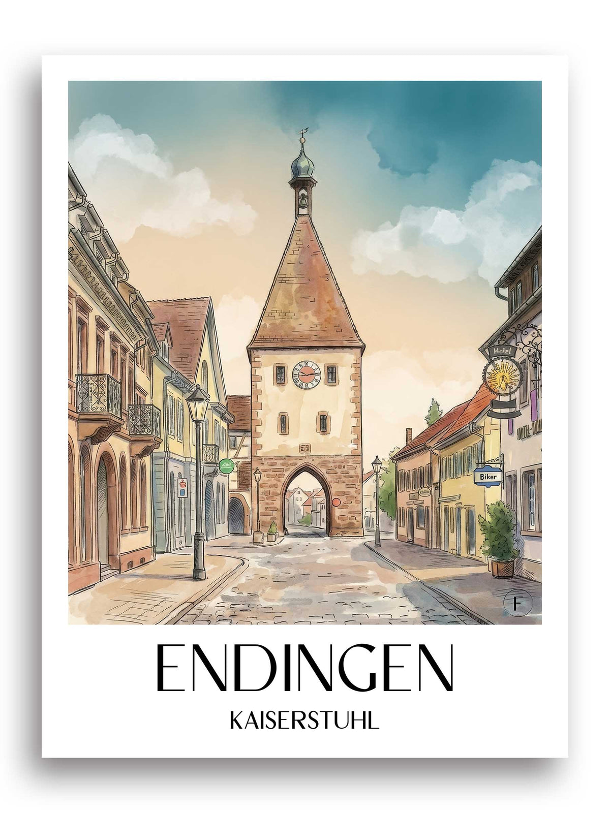 endingen-kaiserstuhl-deutschland-poster-aquarell