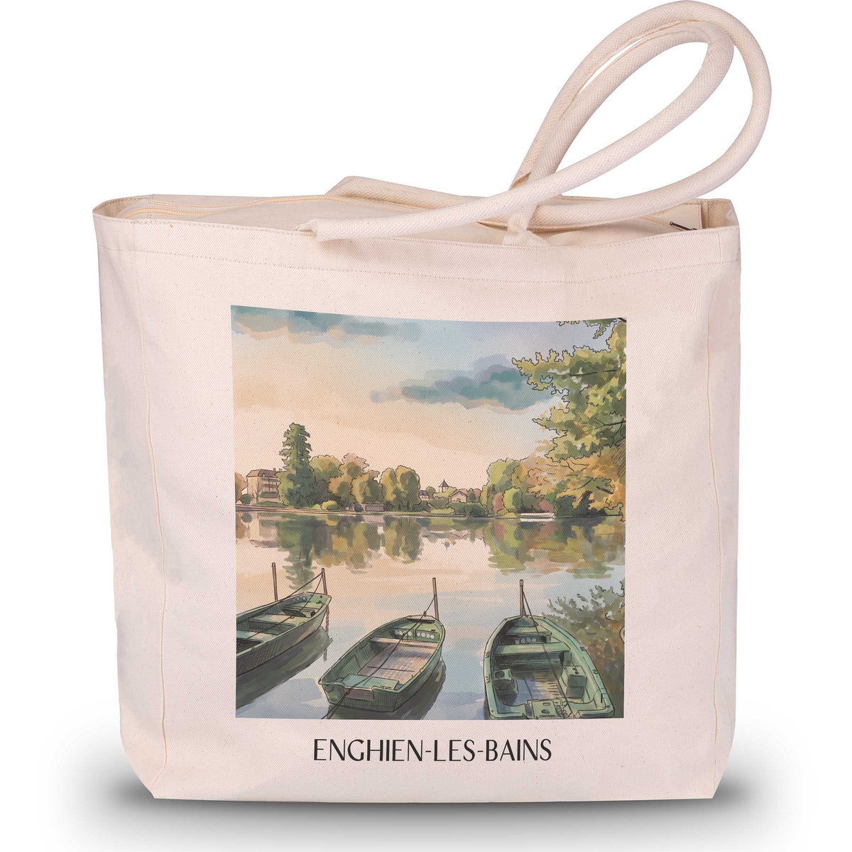 enghien-les-bains-vallée-de-montmorency-frankreich-einkaufstasche-aquarell