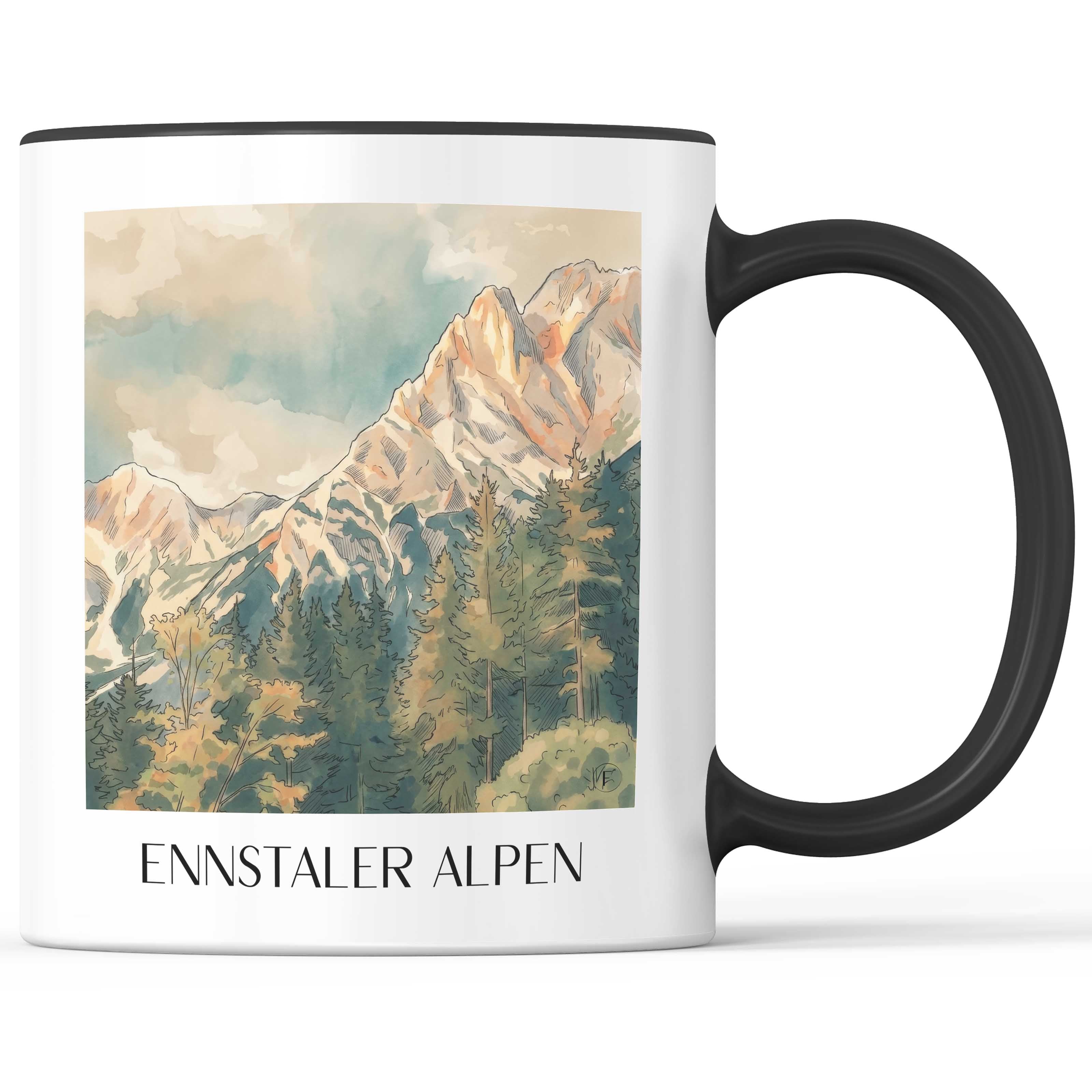 ennstaler-alpen-liezen-österreich-kaffeebecher-aquarell