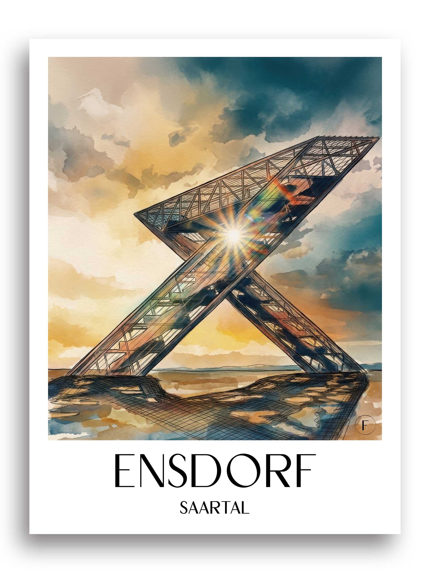 ensdorf-saartal-deutschland-poster-aquarell