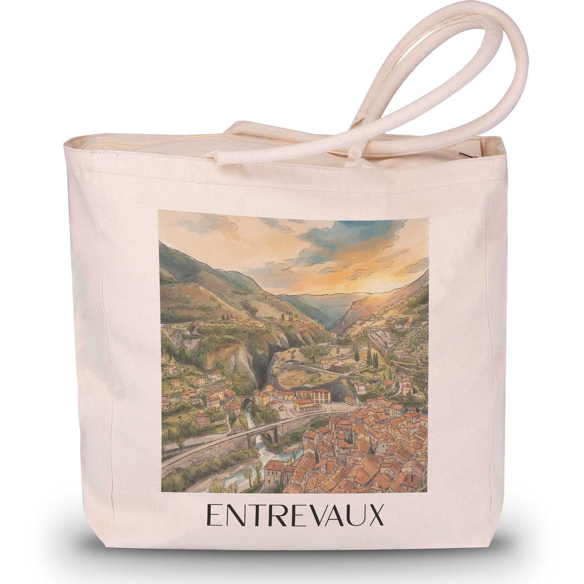Entrevaux Shopping Tasche - Vallée du Var - Frankreich Tote Bag - Einkaufstasche im Aquarell Stil - favplace