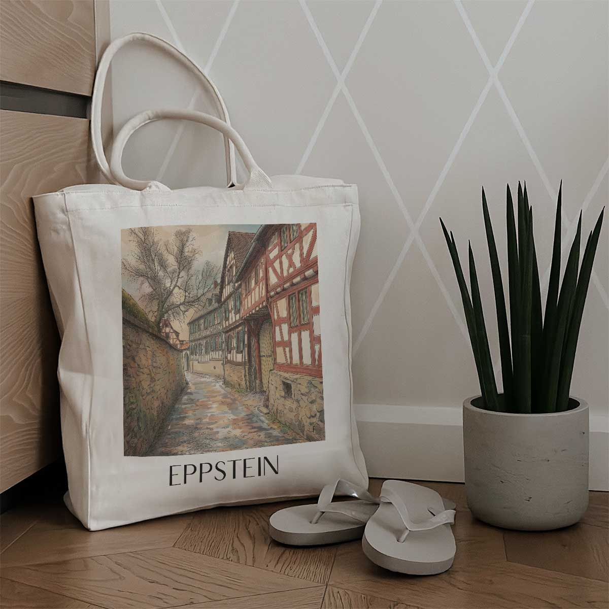 eppstein-taunus-deutschland-einkaufstasche-aquarell