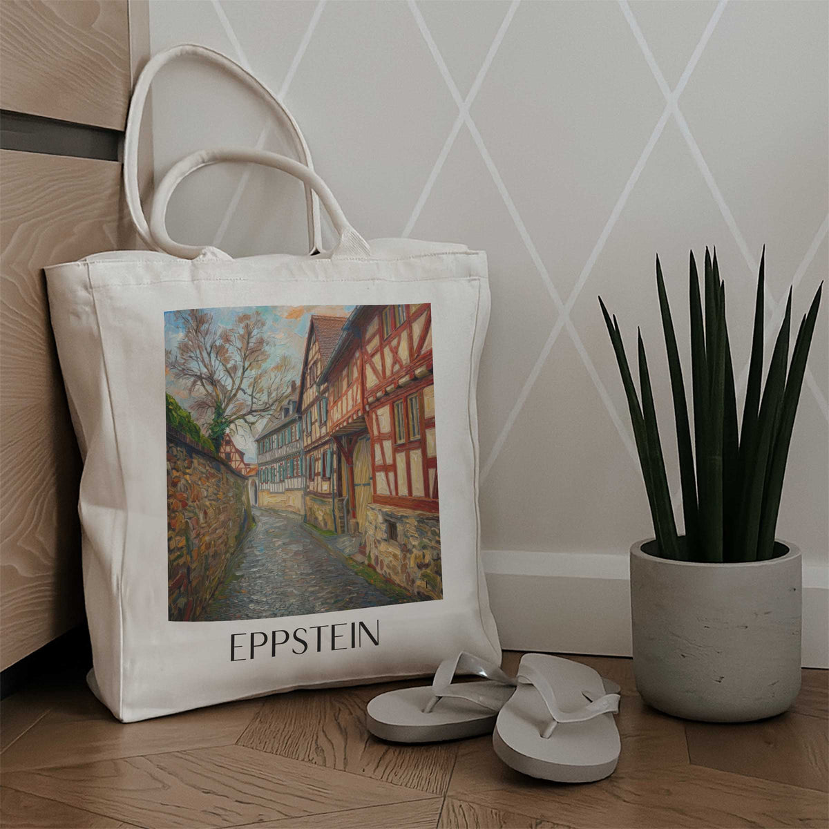eppstein-taunus-deutschland-einkaufstasche-oil-painting-oelgemaelde