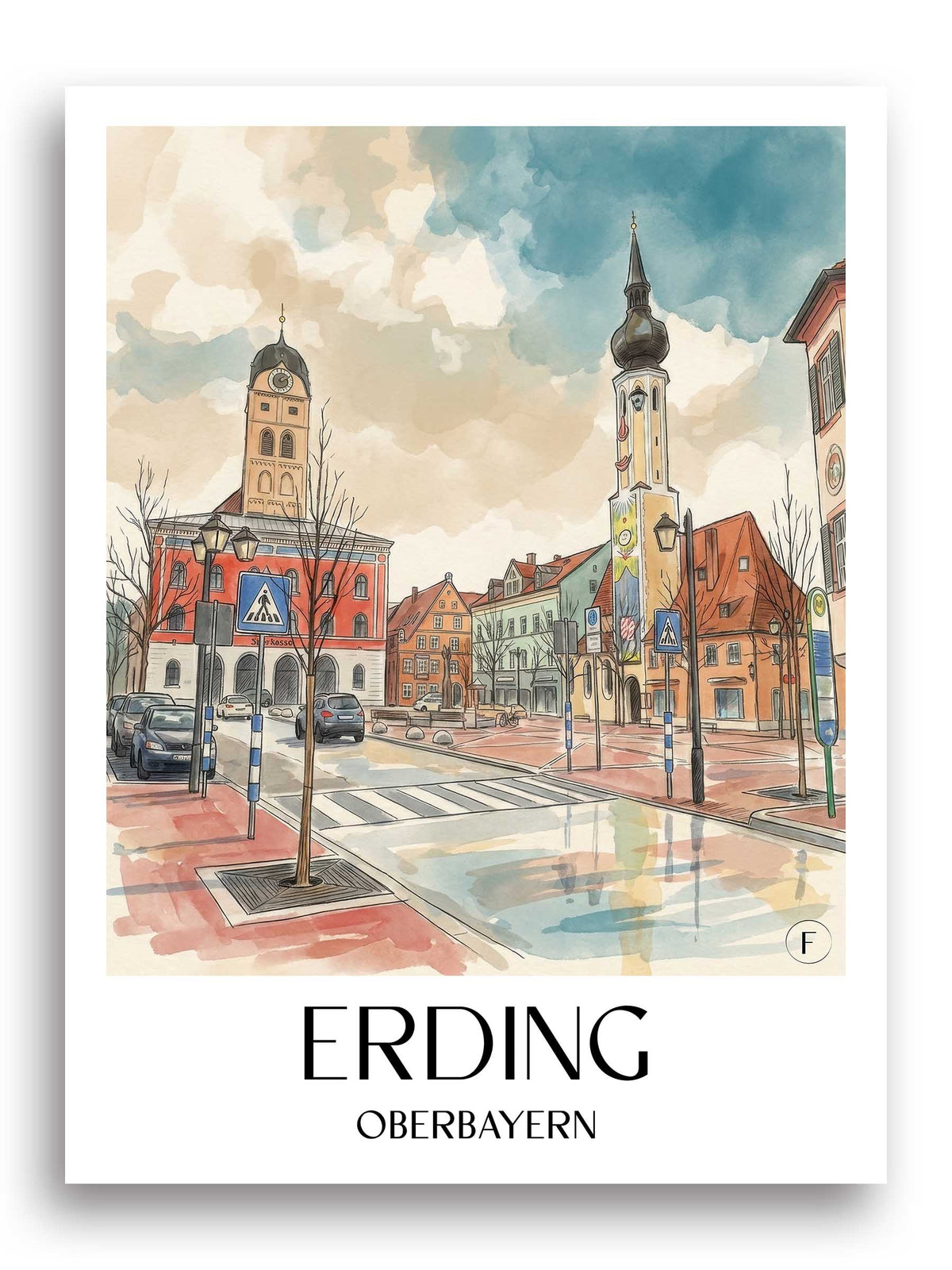 erding-oberbayern-deutschland-poster-aquarell