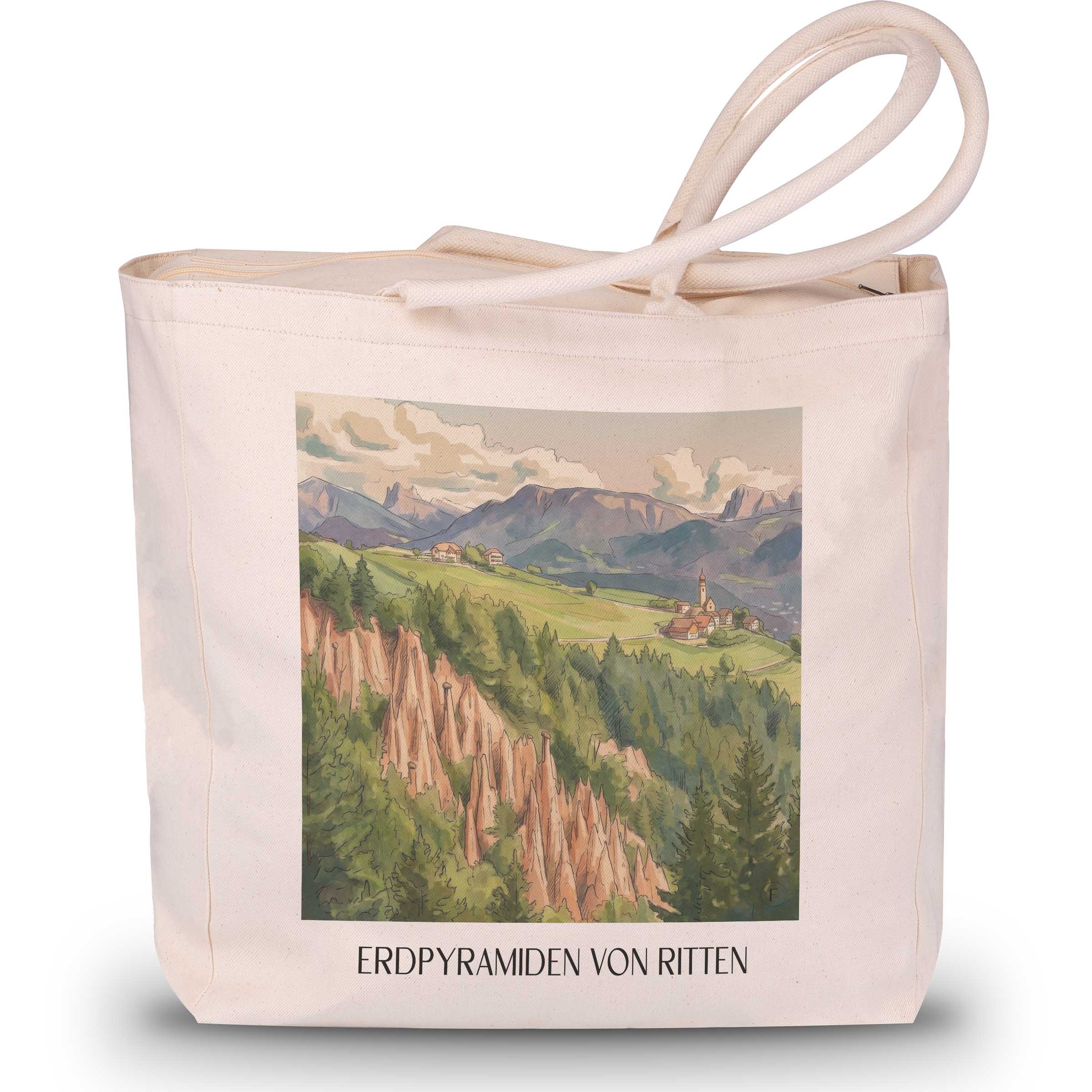 erdpyramiden-von-ritten-südtirol-italien-einkaufstasche-aquarell
