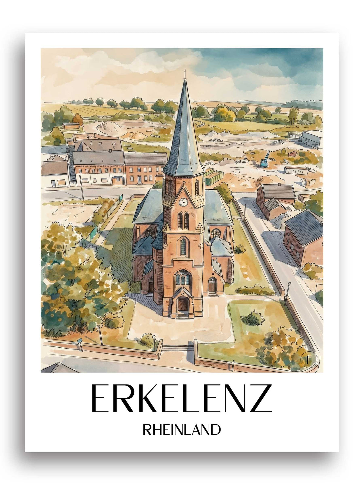 erkelenz-rheinland-deutschland-poster-aquarell