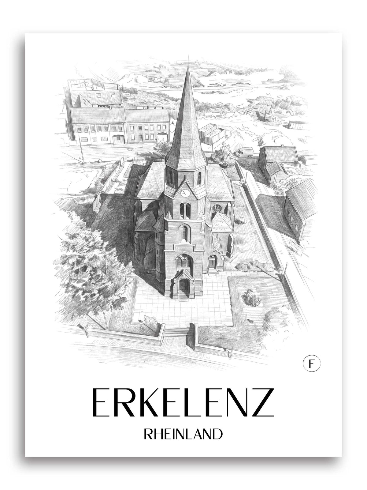 erkelenz-rheinland-deutschland-poster-bleistift-zeichnung-drawing