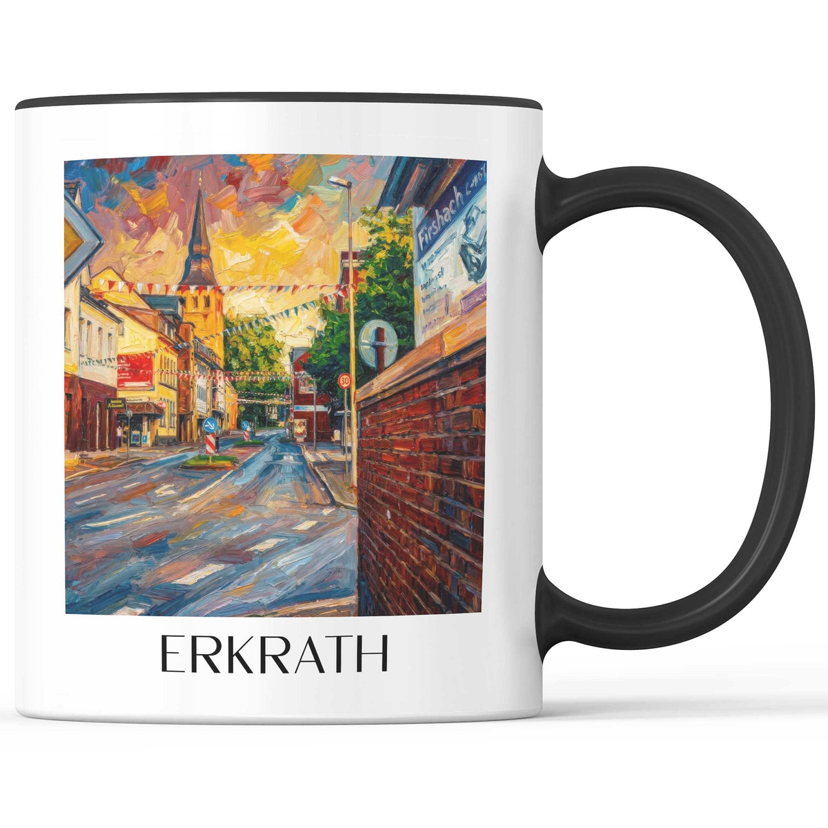 Erkrath Kaffeebecher - Rheinland - Deutschland Becher - Kaffeetasse im Ölgemälde Stil - favplace