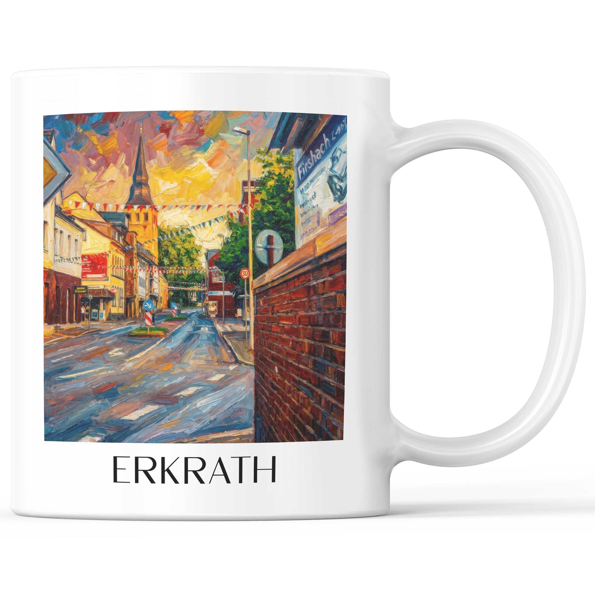 Erkrath Kaffeebecher - Rheinland - Deutschland Becher - Kaffeetasse im Ölgemälde Stil - favplace