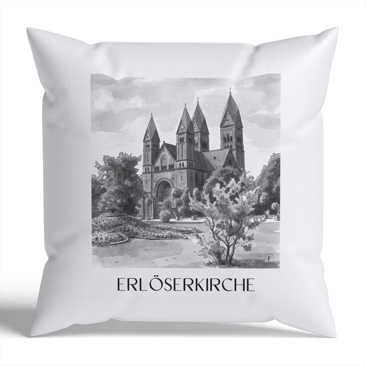 erlöserkirche-bad-homburg-deutschland-kissenbezug-aquarell-schwarz-weiss