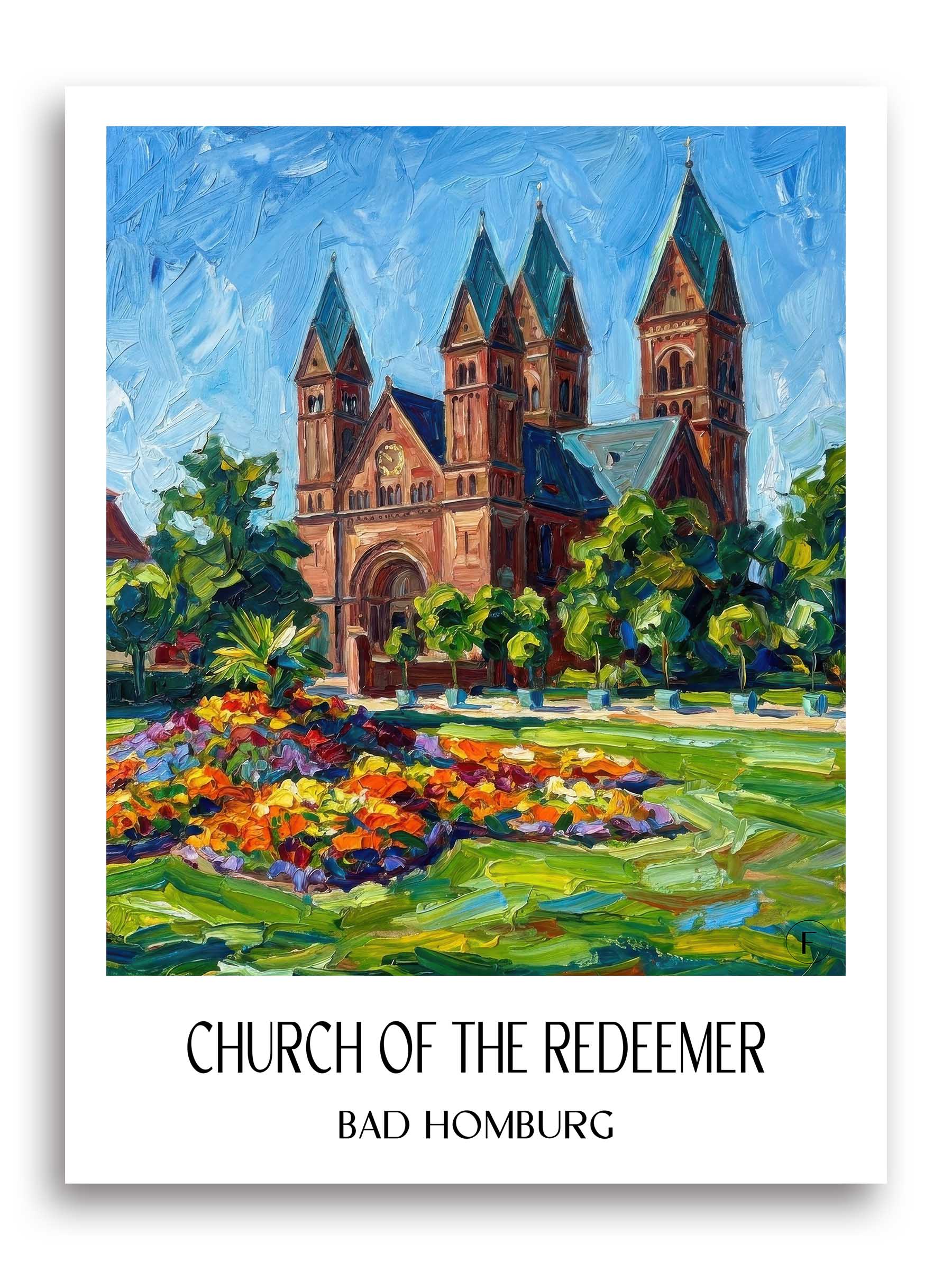 Erlöserkirche Poster - Bad Homburg - Deutschland Kunstdruck - Ölgemälde von A4 bis A1 - favplace