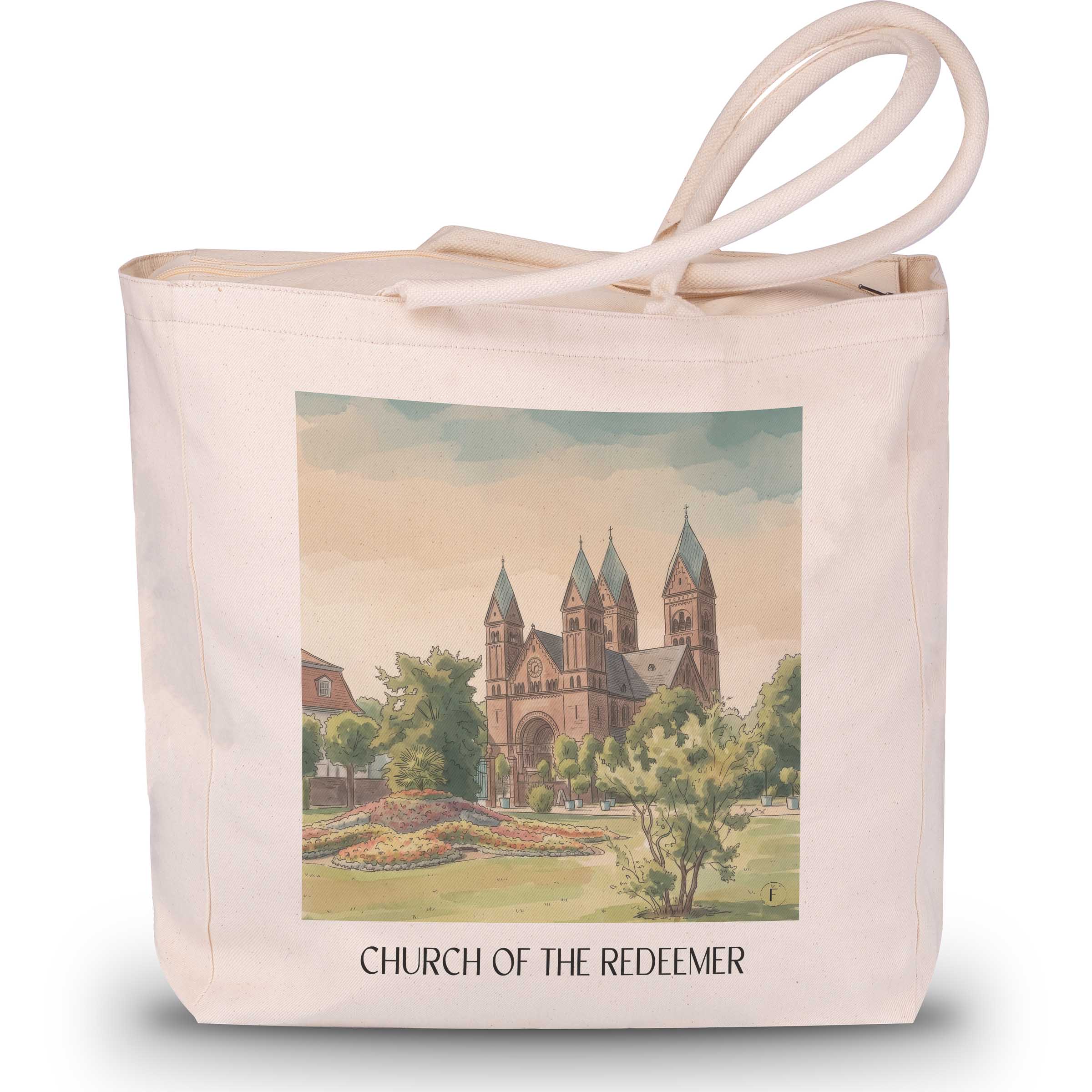 Erlöserkirche Shopping Tasche - Bad Homburg - Deutschland Tote Bag - Einkaufstasche im Aquarell Stil - favplace