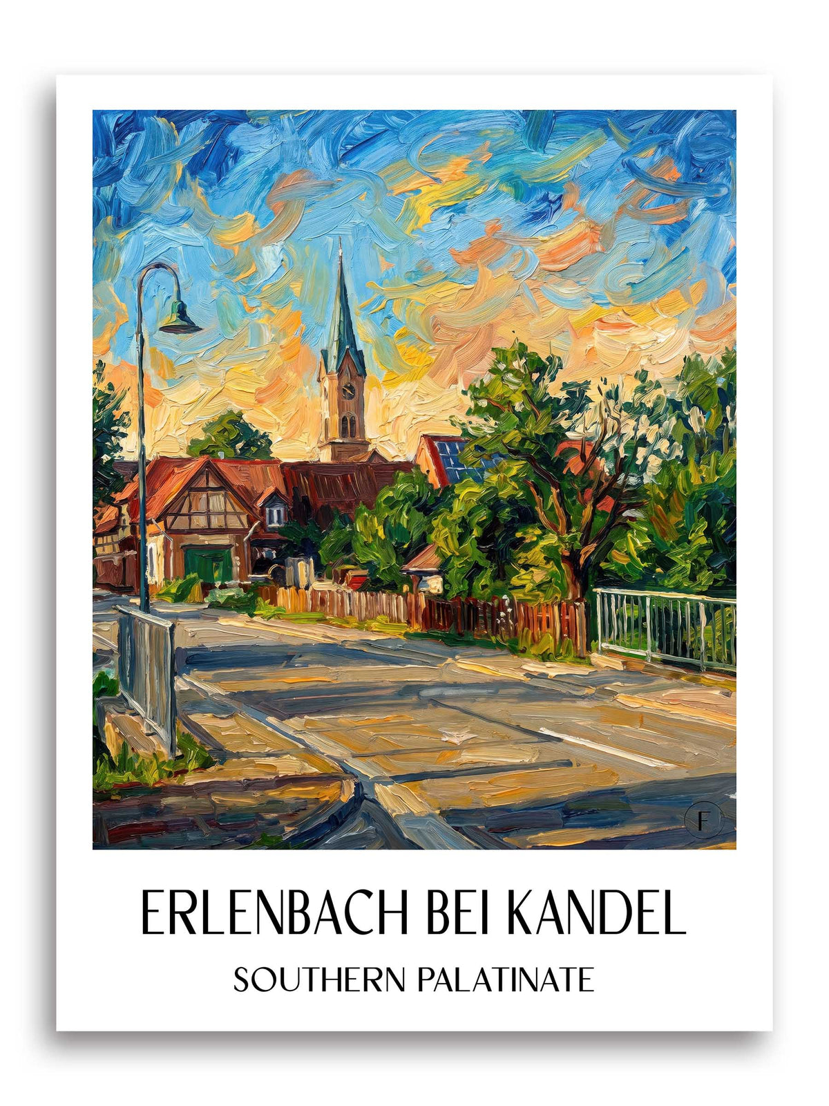 Erlenbach bei Kandel Poster - Südpfalz - Deutschland Kunstdruck - Ölgemälde von A4 bis A1 - favplace