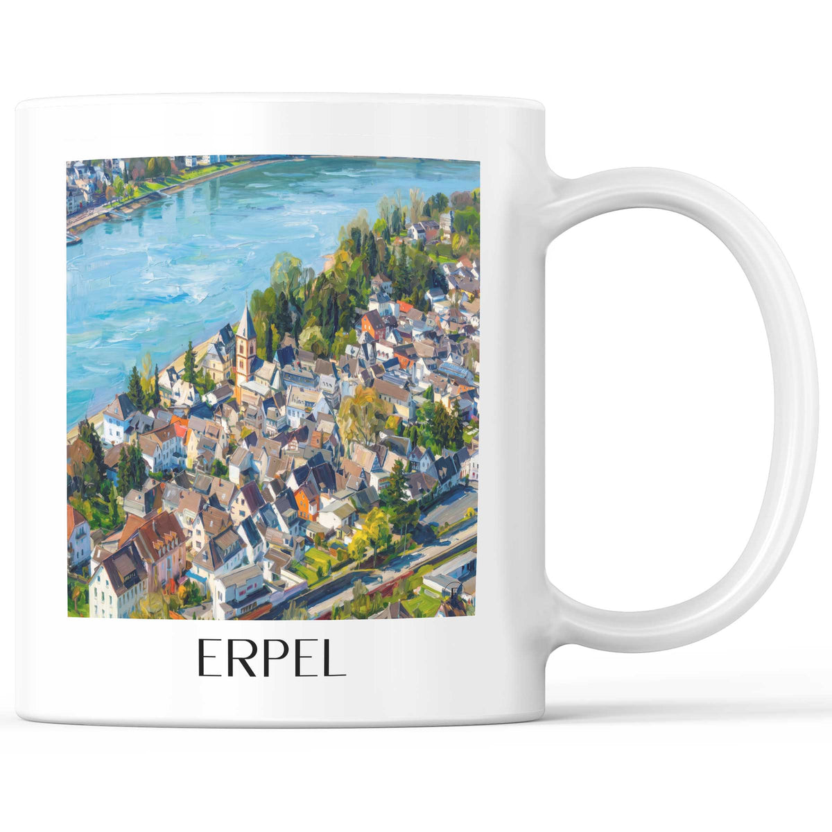 Erpel Kaffeebecher - Mittelrheintal - Deutschland Becher - Kaffeetasse im Ölgemälde Stil - favplace