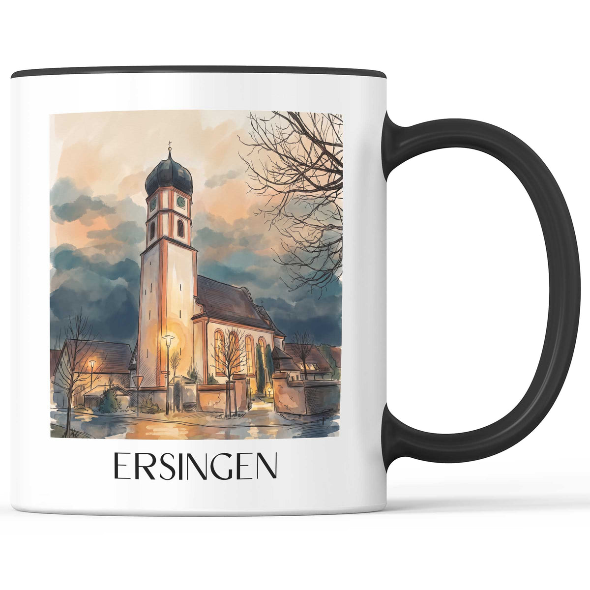 Ersingen Kaffeebecher - Oberschwaben - Deutschland Becher - Kaffeetasse im Aquarell Stil