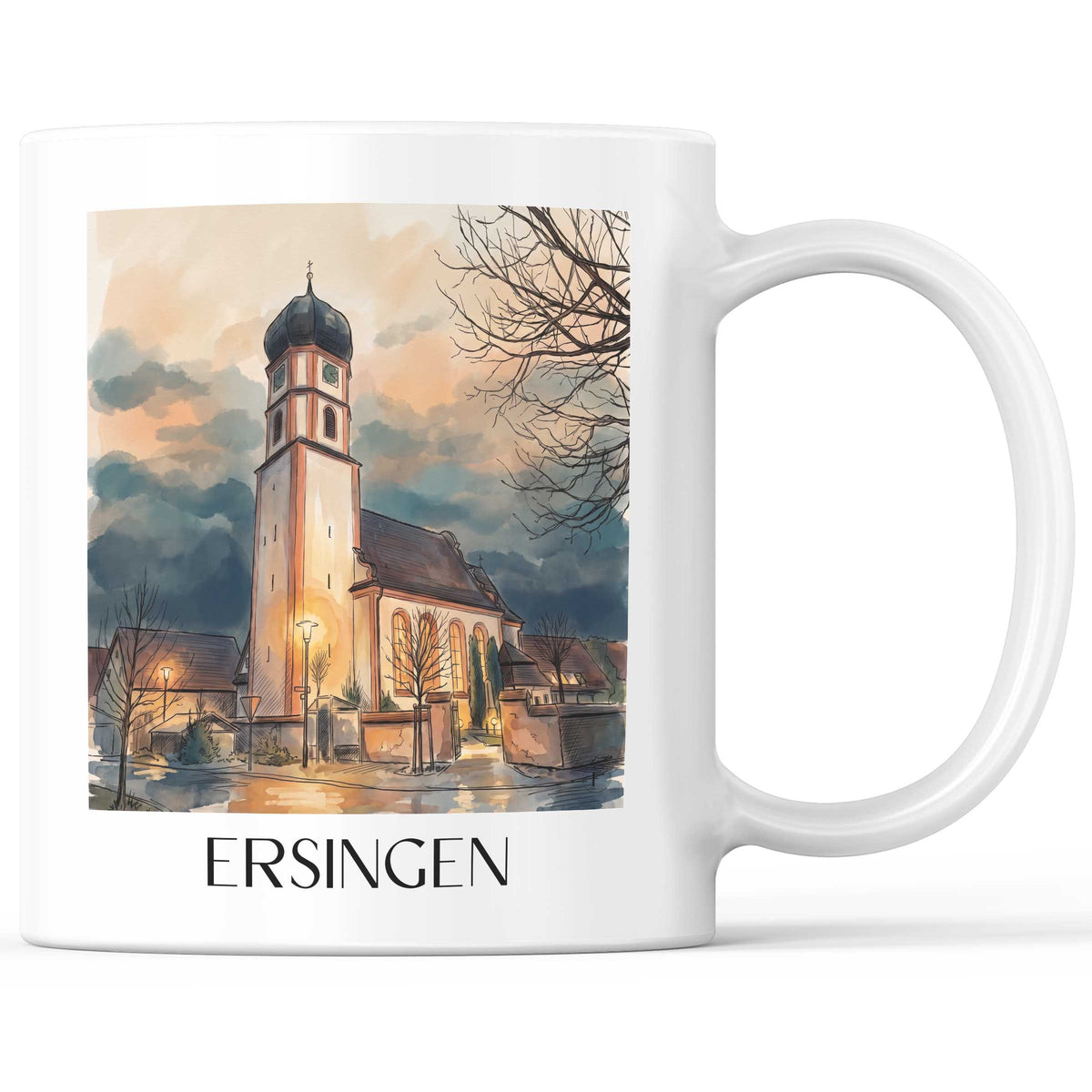Ersingen Kaffeebecher - Oberschwaben - Deutschland Becher - Kaffeetasse im Aquarell Stil