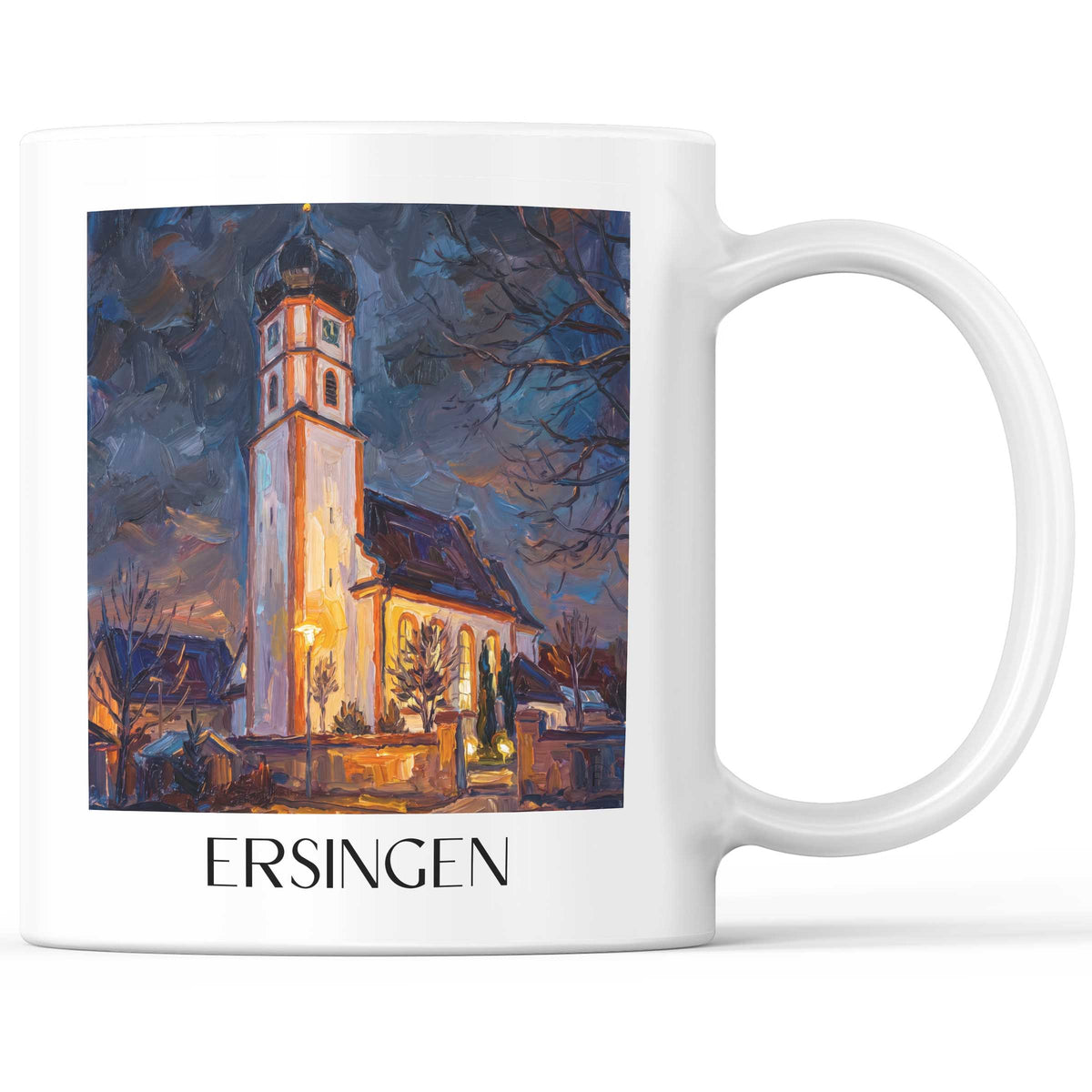 Ersingen Kaffeebecher - Oberschwaben - Deutschland Becher - Kaffeetasse im Ölgemälde Stil - favplace