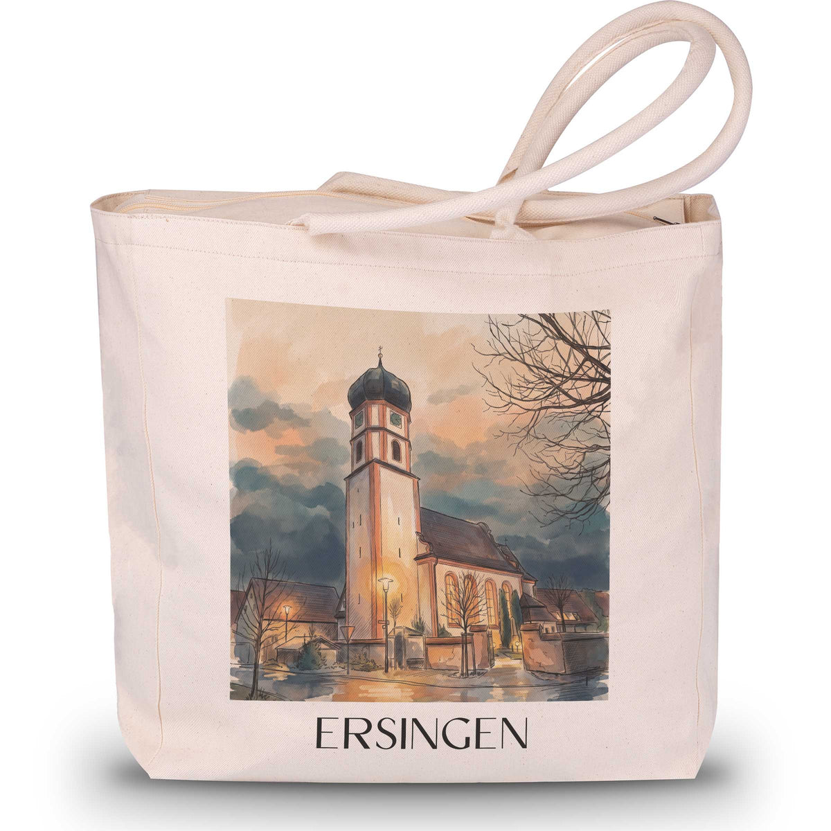 Ersingen Shopping Tasche - Oberschwaben - Deutschland Tote Bag - Einkaufstasche im Aquarell Stil - favplace