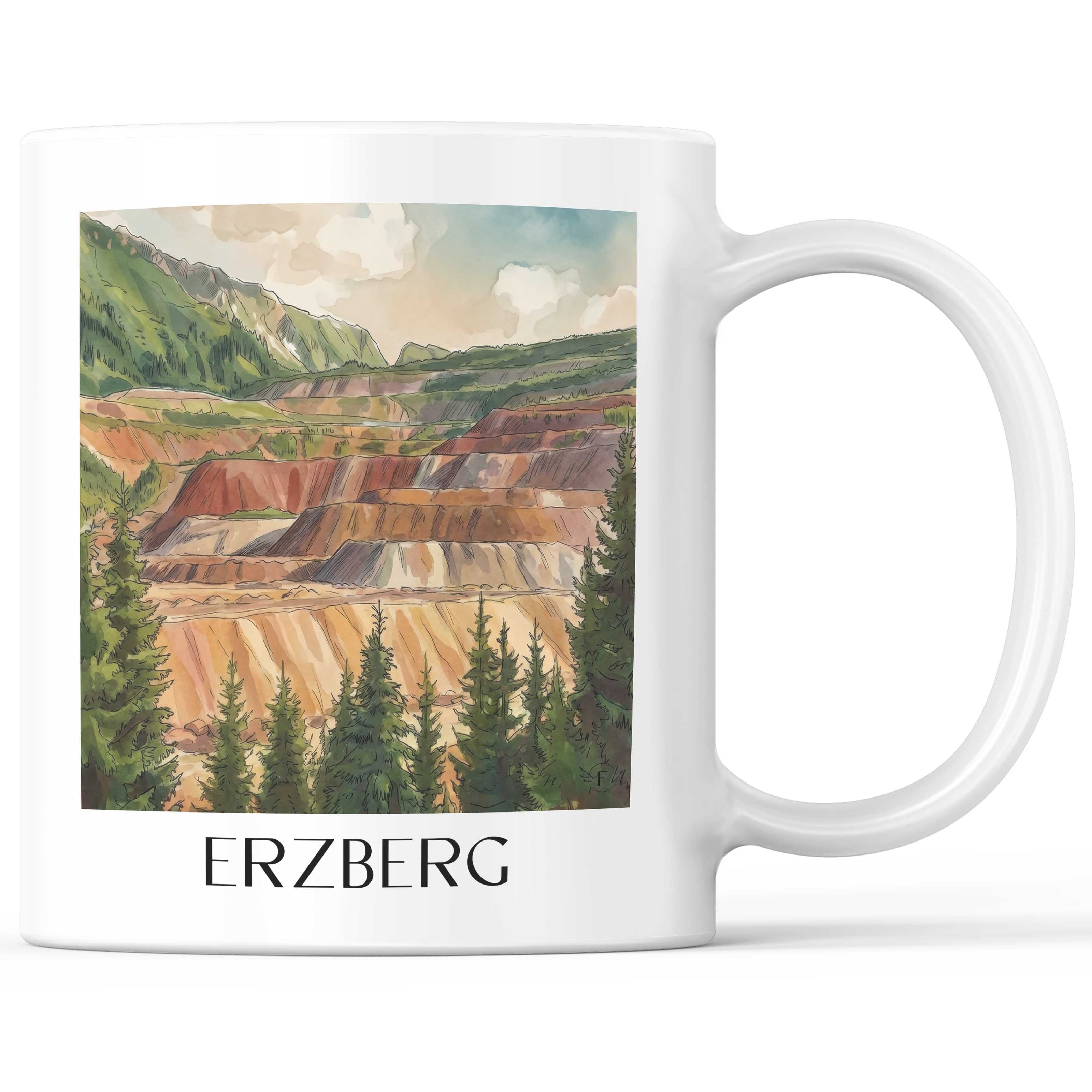 Erzberg Kaffeebecher - Steiermark - Österreich Becher - Kaffeetasse im Aquarell Stil - favplace