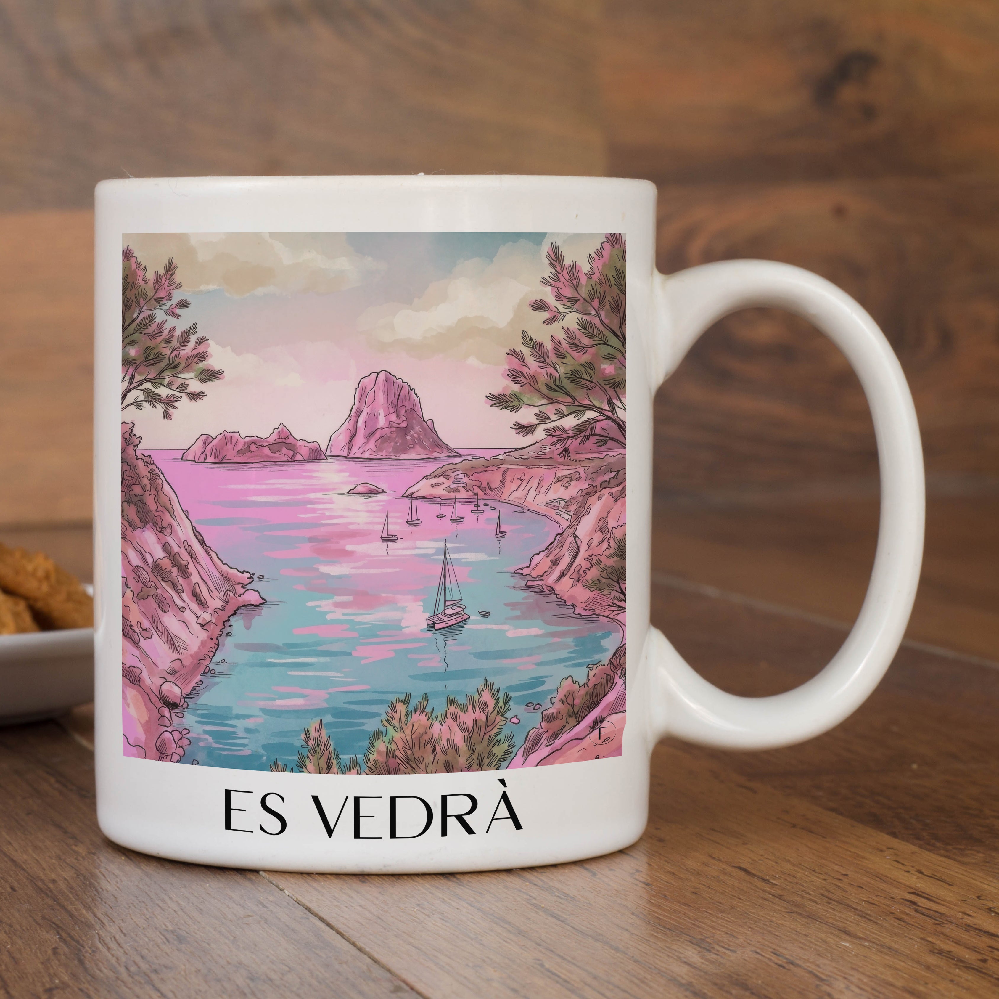 es-vedrà-ibiza-spanien-kaffeebecher-aquarell-pink-rosa