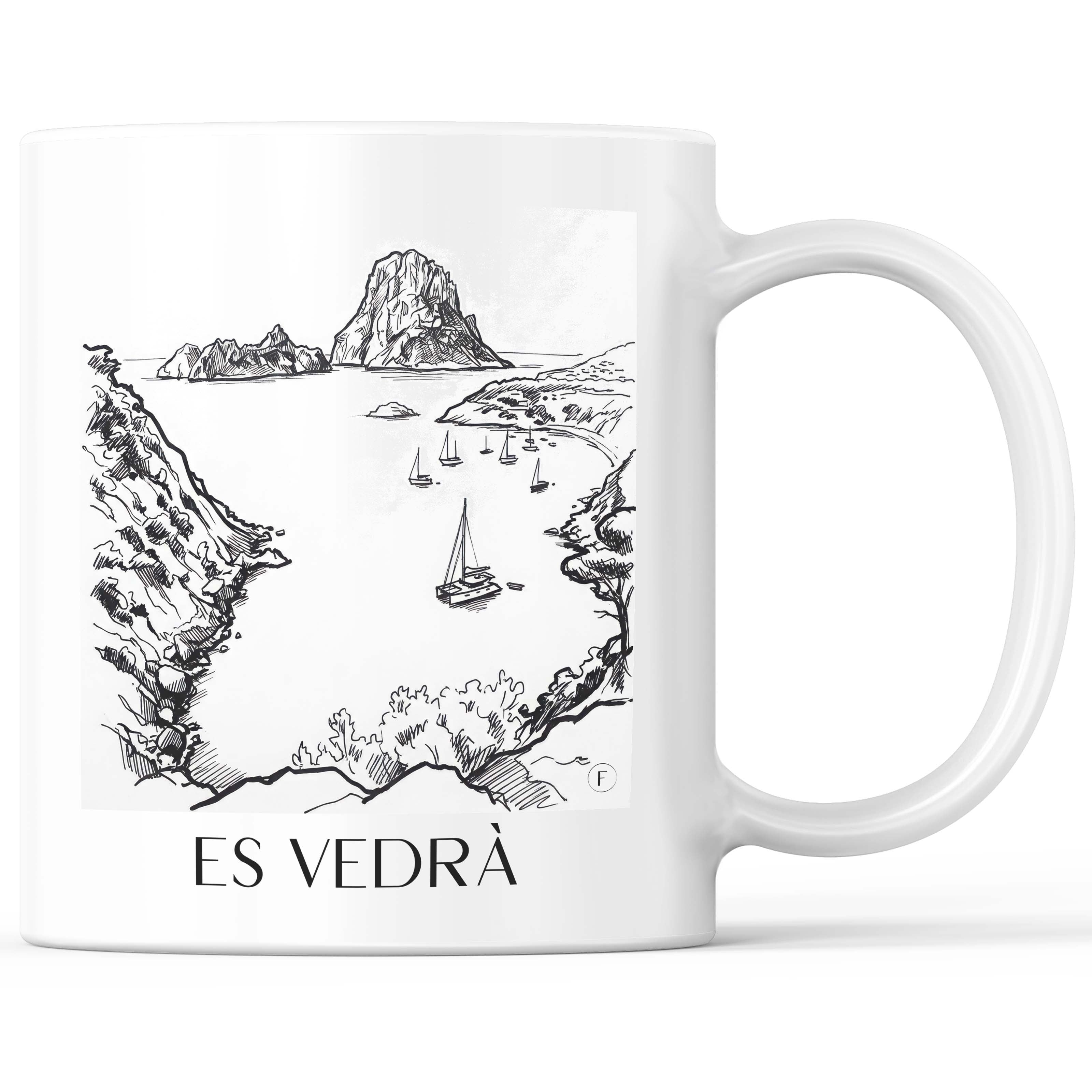 Es Vedrà Kaffeebecher - Ibiza - Spanien Becher - Kaffeetasse im Skizze Stil - favplace