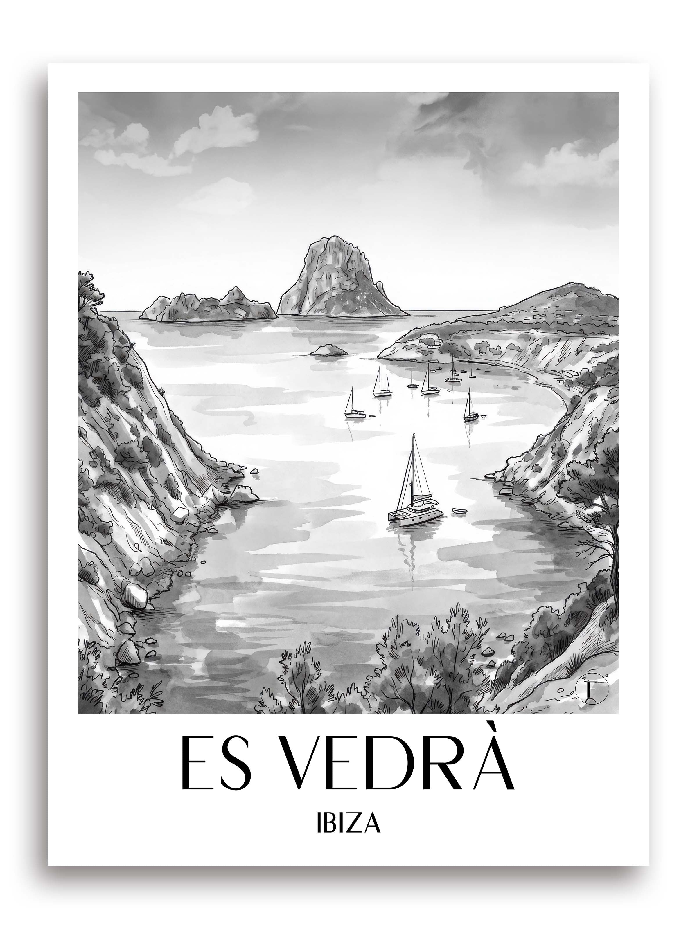 es-vedrà-ibiza-spanien-poster-aquarell-schwarz-weiss