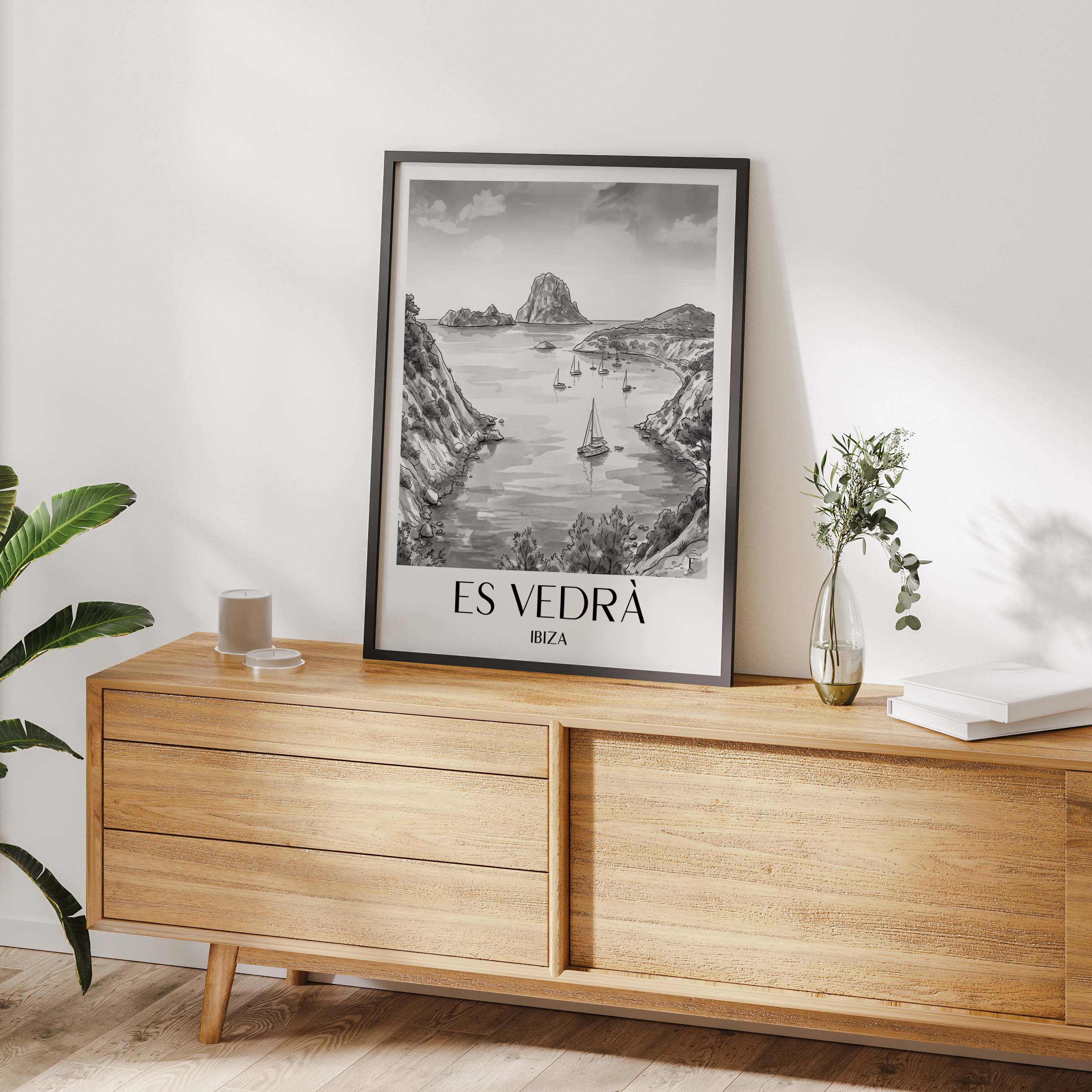 es-vedrà-ibiza-spanien-poster-aquarell-schwarz-weiss