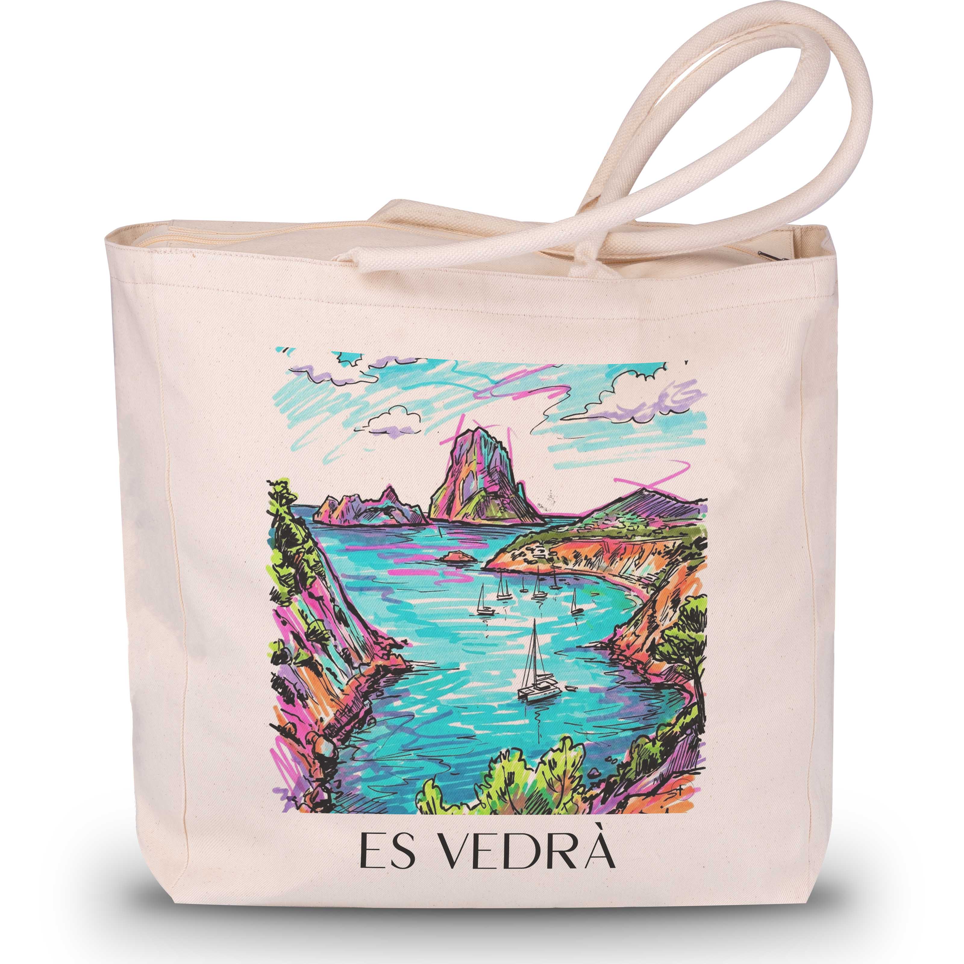 Es Vedrà Shopping Tasche - Ibiza - Spanien Tote Bag - Einkaufstasche im Tag Graffiti Stil - favplace