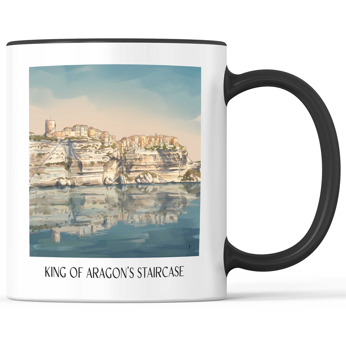 Escalier du Roi d’Aragon Kaffeebecher - Bonifacio - Frankreich Becher - Kaffeetasse im Aquarell Stil
