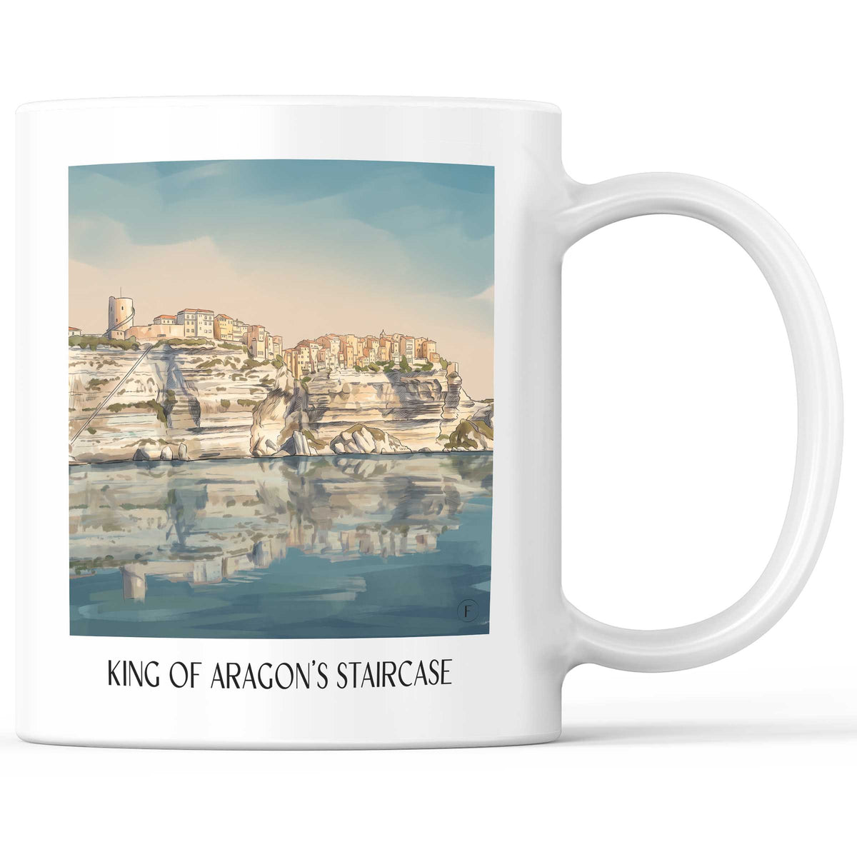 Escalier du Roi d’Aragon Kaffeebecher - Bonifacio - Frankreich Becher - Kaffeetasse im Aquarell Stil