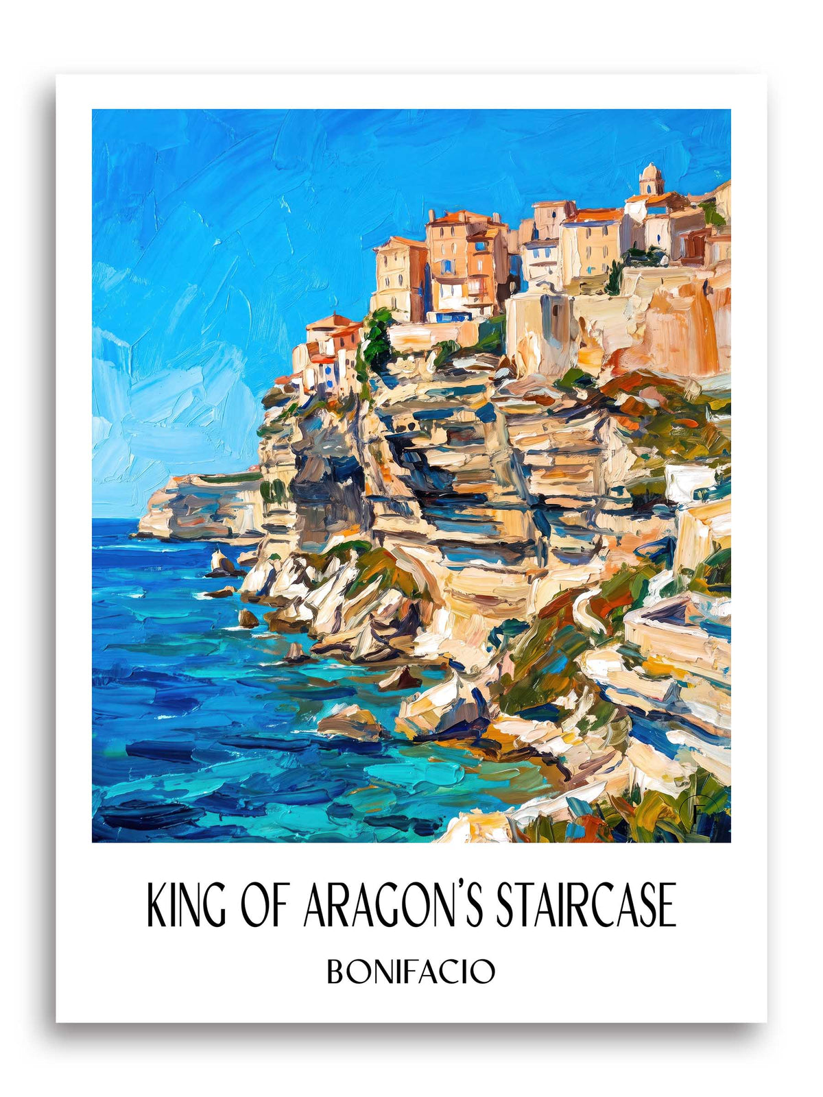 Escalier du Roi d’Aragon Poster - Bonifacio - Frankreich Kunstdruck - Ölgemälde von A4 bis A1 - favplace
