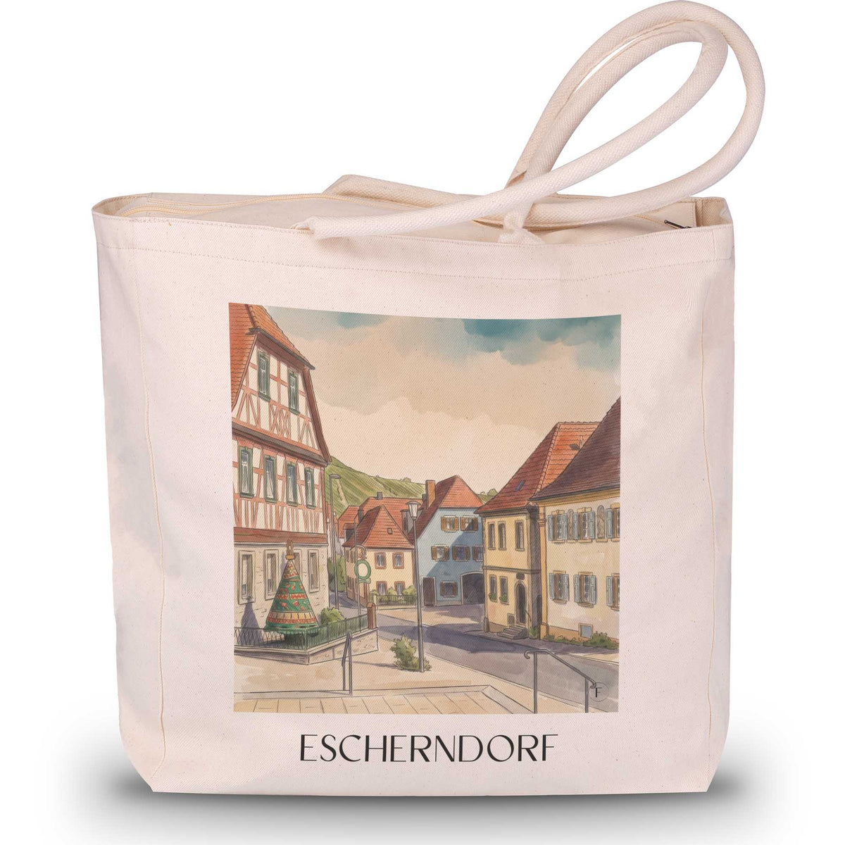 escherndorf-mainschleife-deutschland-einkaufstasche-aquarell