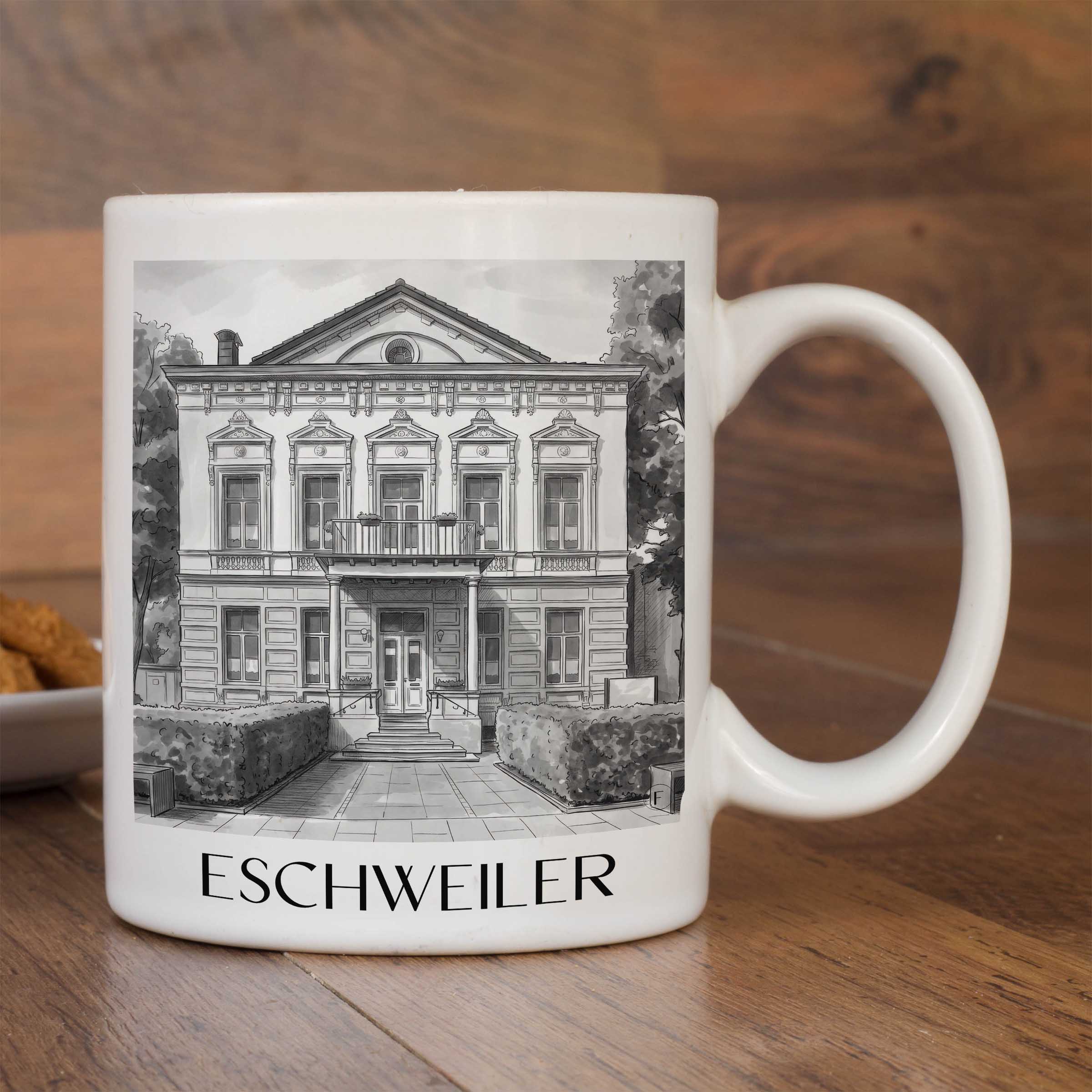 eschweiler-rheinland-deutschland-kaffeebecher-aquarell-schwarz-weiss