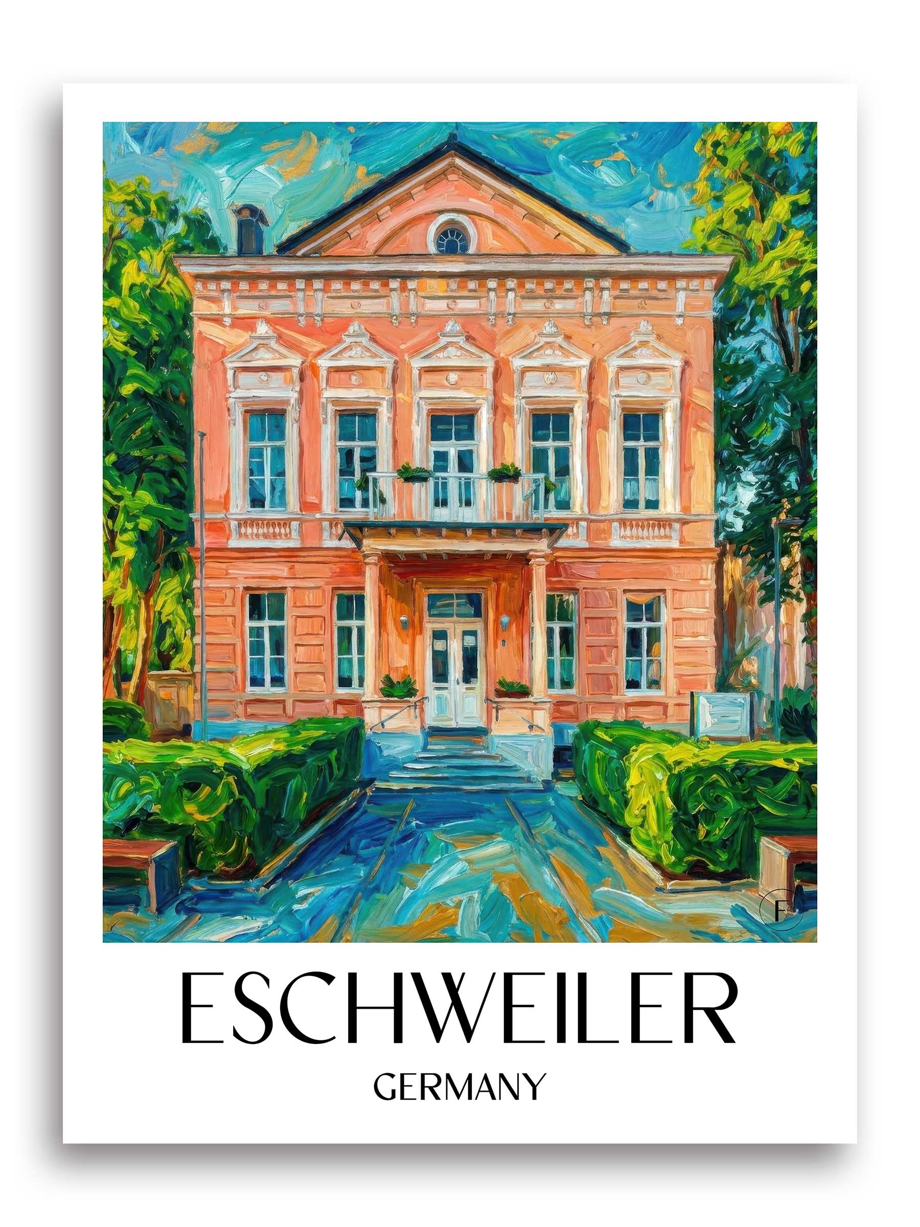 Eschweiler Poster - Rheinland - Deutschland Kunstdruck - Ölgemälde von A4 bis A1 - favplace