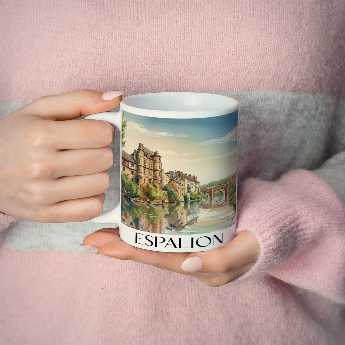 espalion-vallée-du-lot-frankreich-kaffeebecher-aquarell