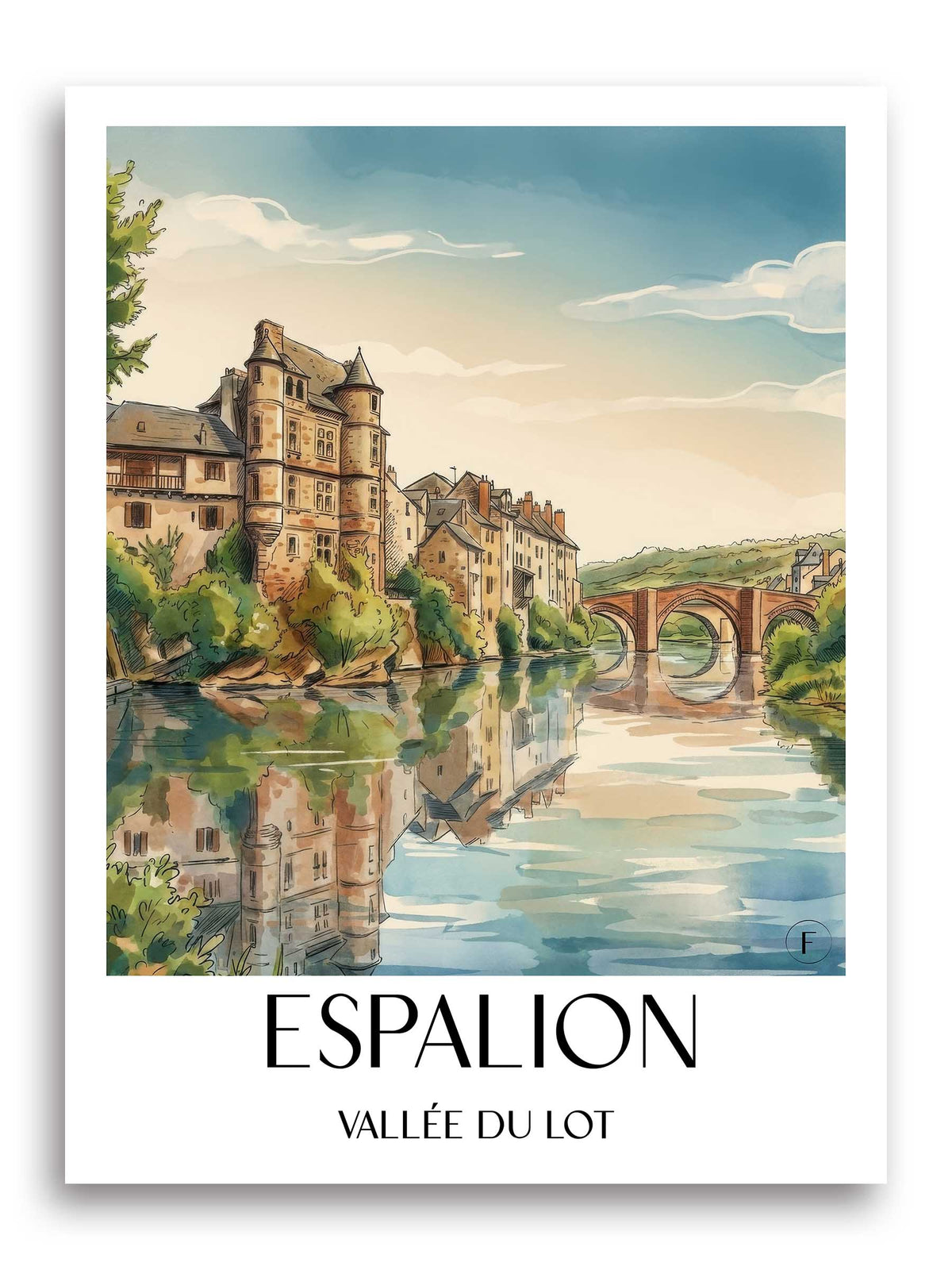 espalion-vallée-du-lot-frankreich-poster-aquarell