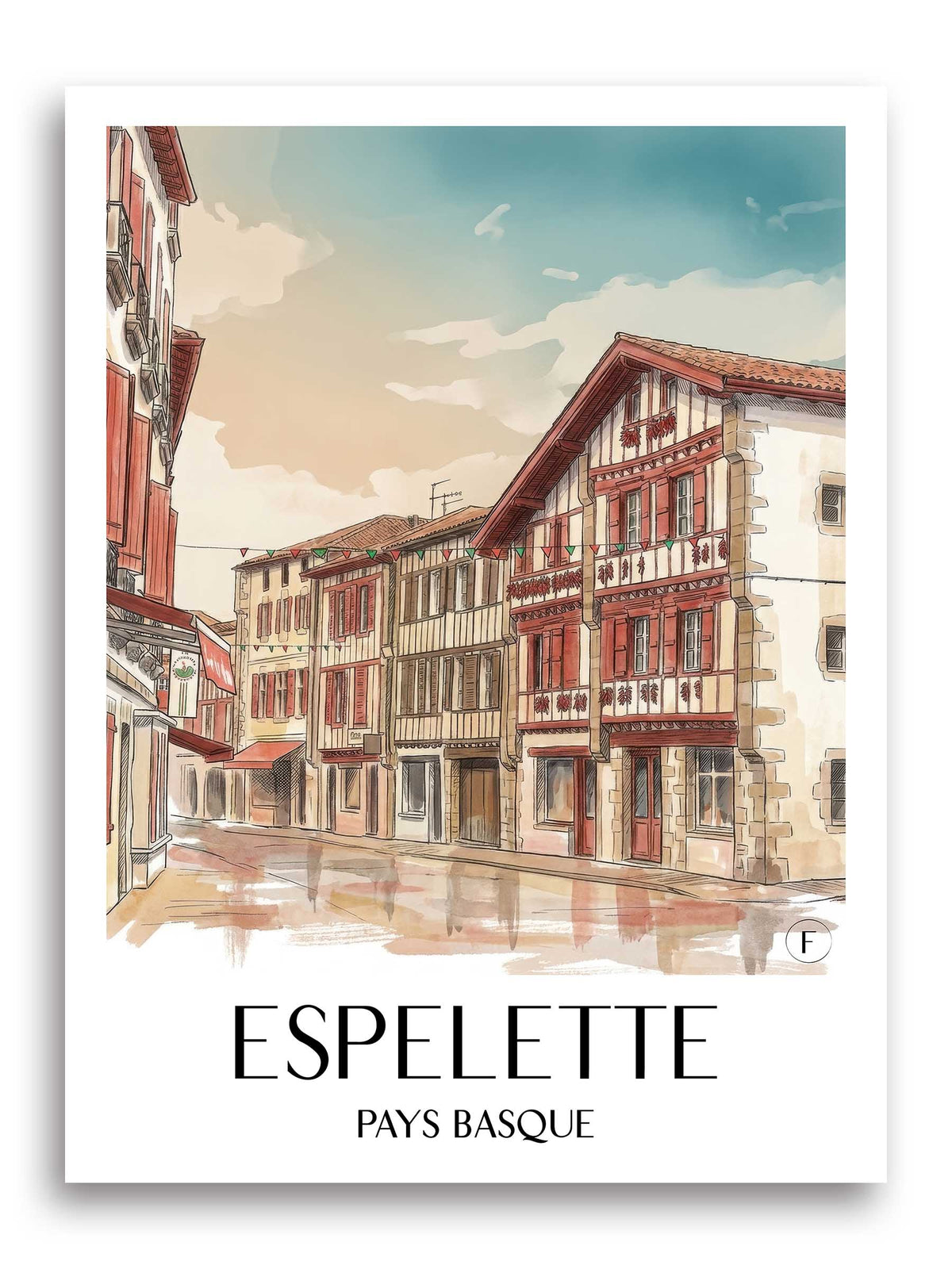 espelette-pays-basque-frankreich-poster-aquarell