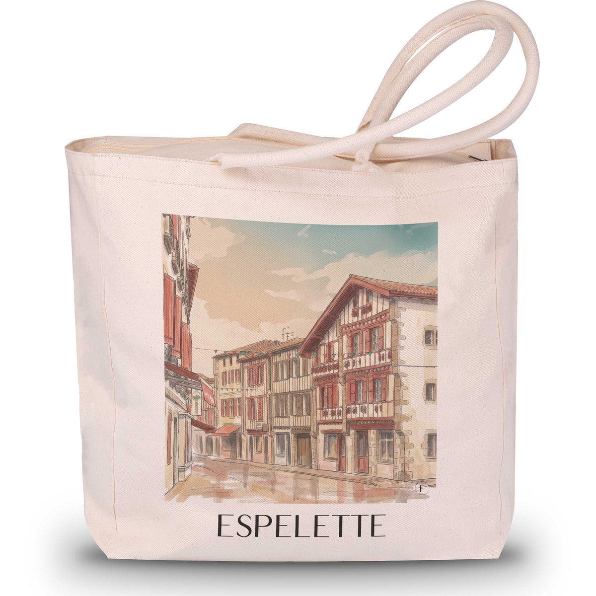espelette-pays-basque-frankreich-einkaufstasche-aquarell