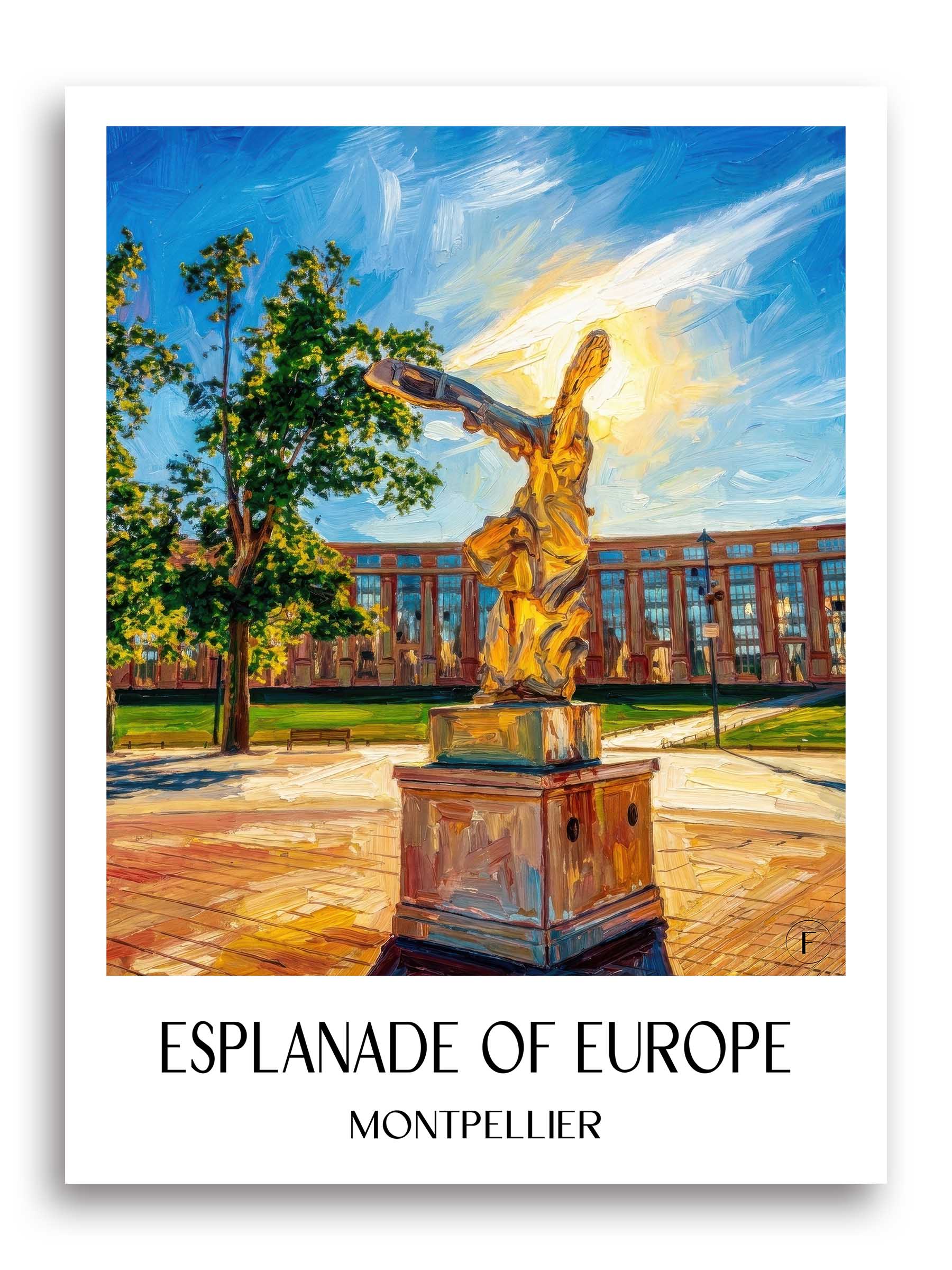 Esplanade de l'Europe Poster - Montpellier - Frankreich Kunstdruck - Ölgemälde von A4 bis A1 - favplace