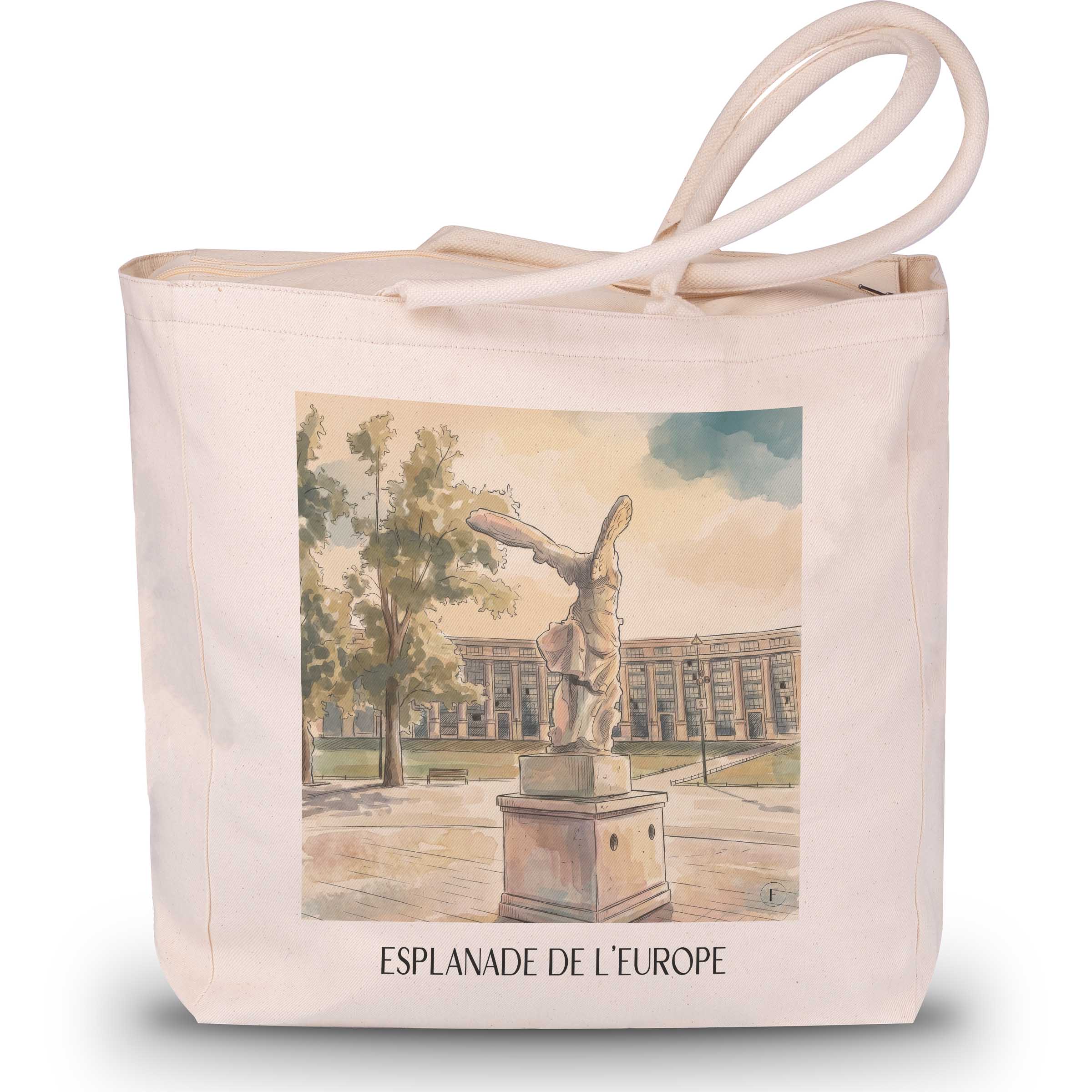 esplanade-de-l'europe-montpellier-frankreich-einkaufstasche-aquarell