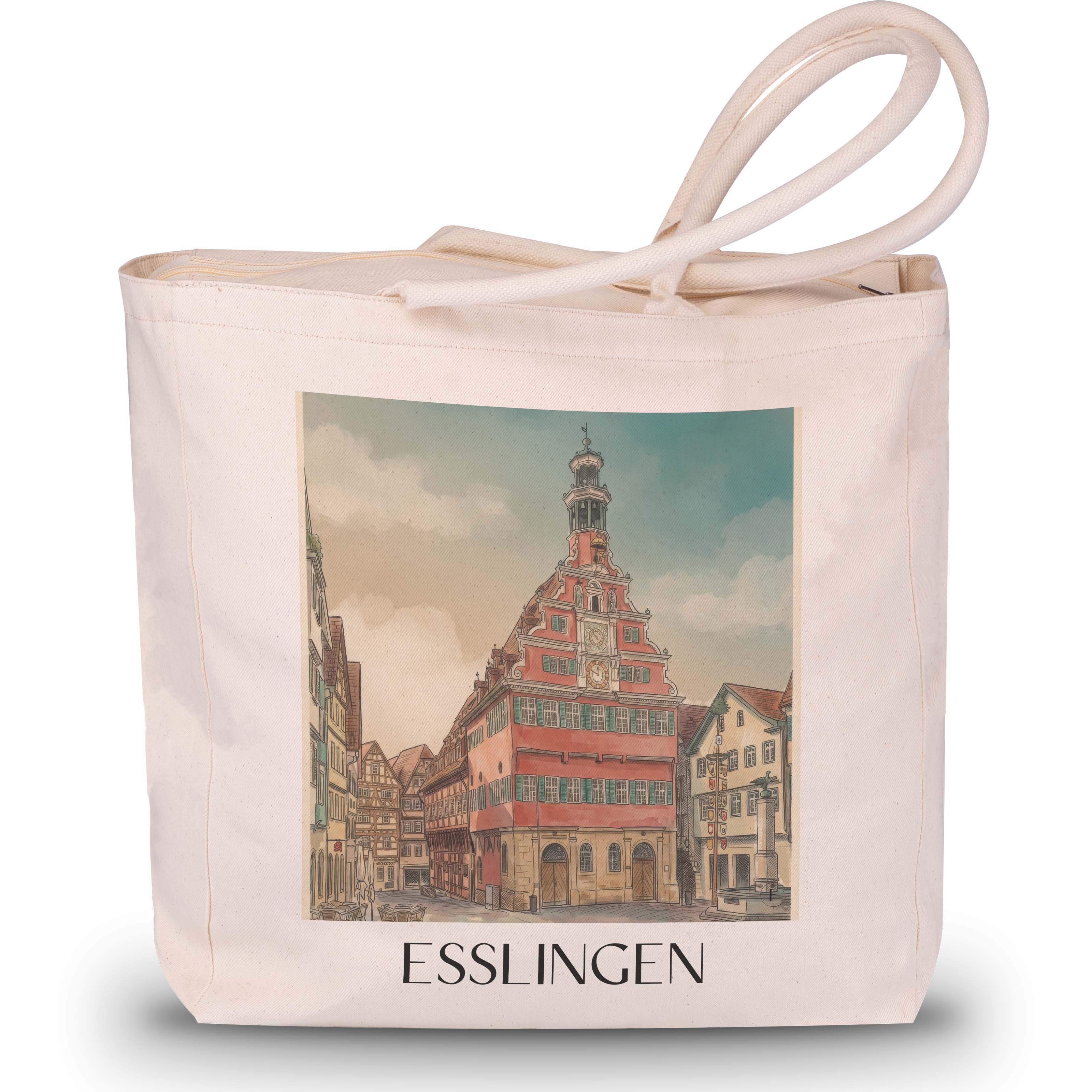 Esslingen - Deutschland Tote Bag - Einkaufstasche im Aquarell Stil - favplace