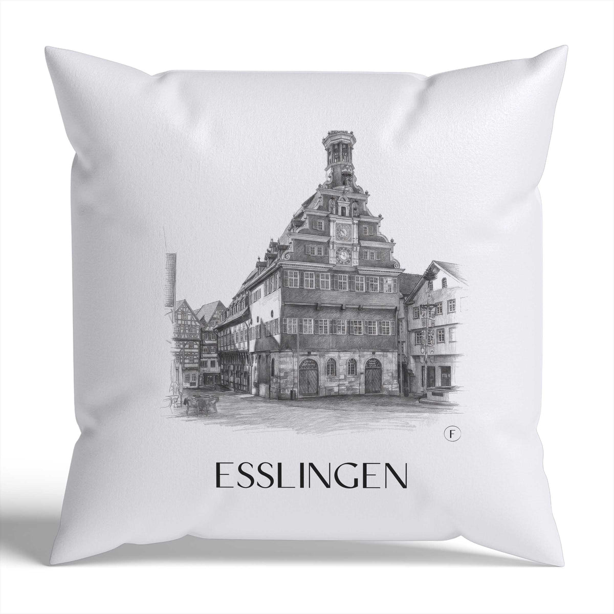 Esslingen Kissenhülle - Zierkissen Bezug - Deutschland - Deutschland Kissen bzw. Kissenbezug im Zeichnung Stil - favplace
