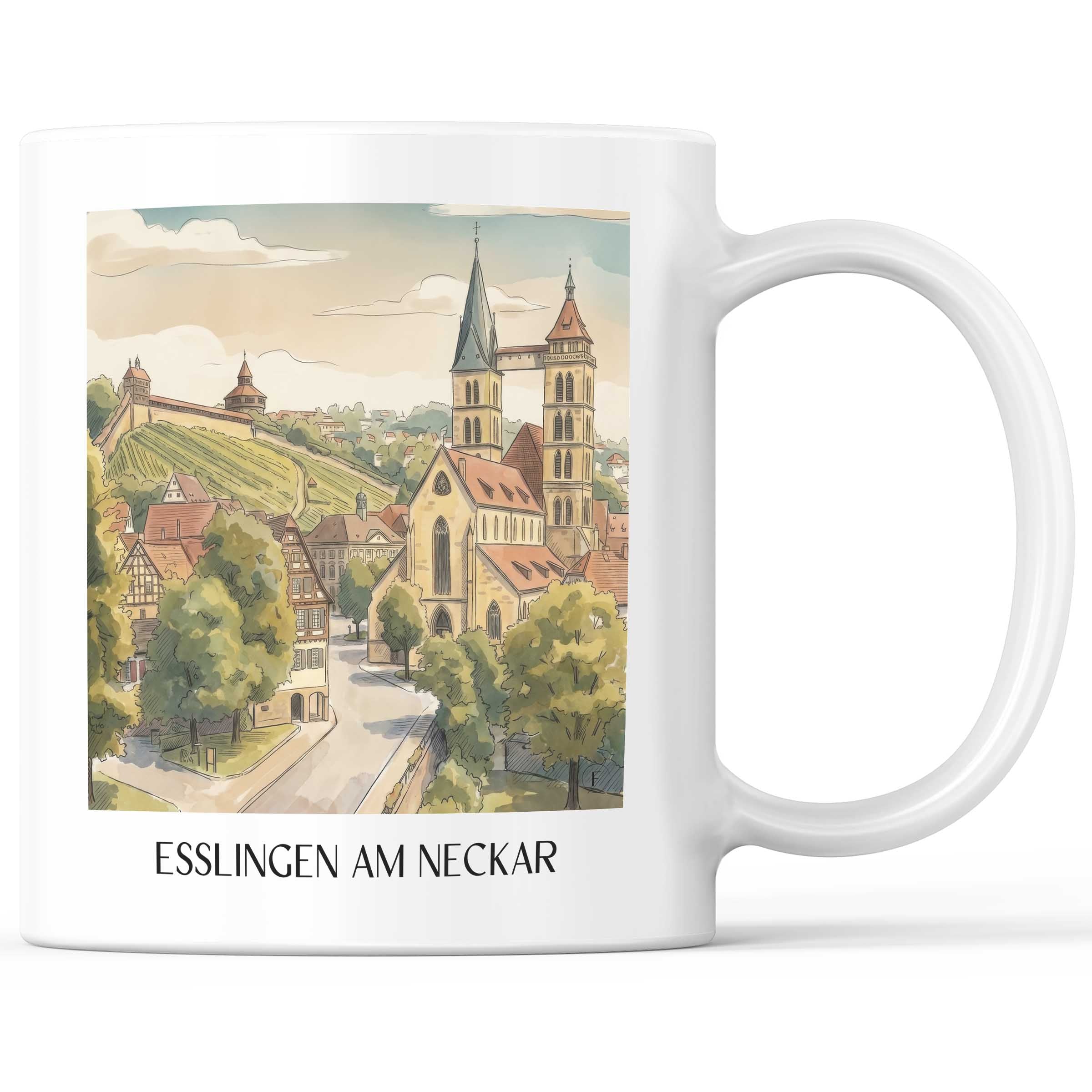 esslingen-am-neckar-neckartal-deutschland-kaffeebecher-aquarell