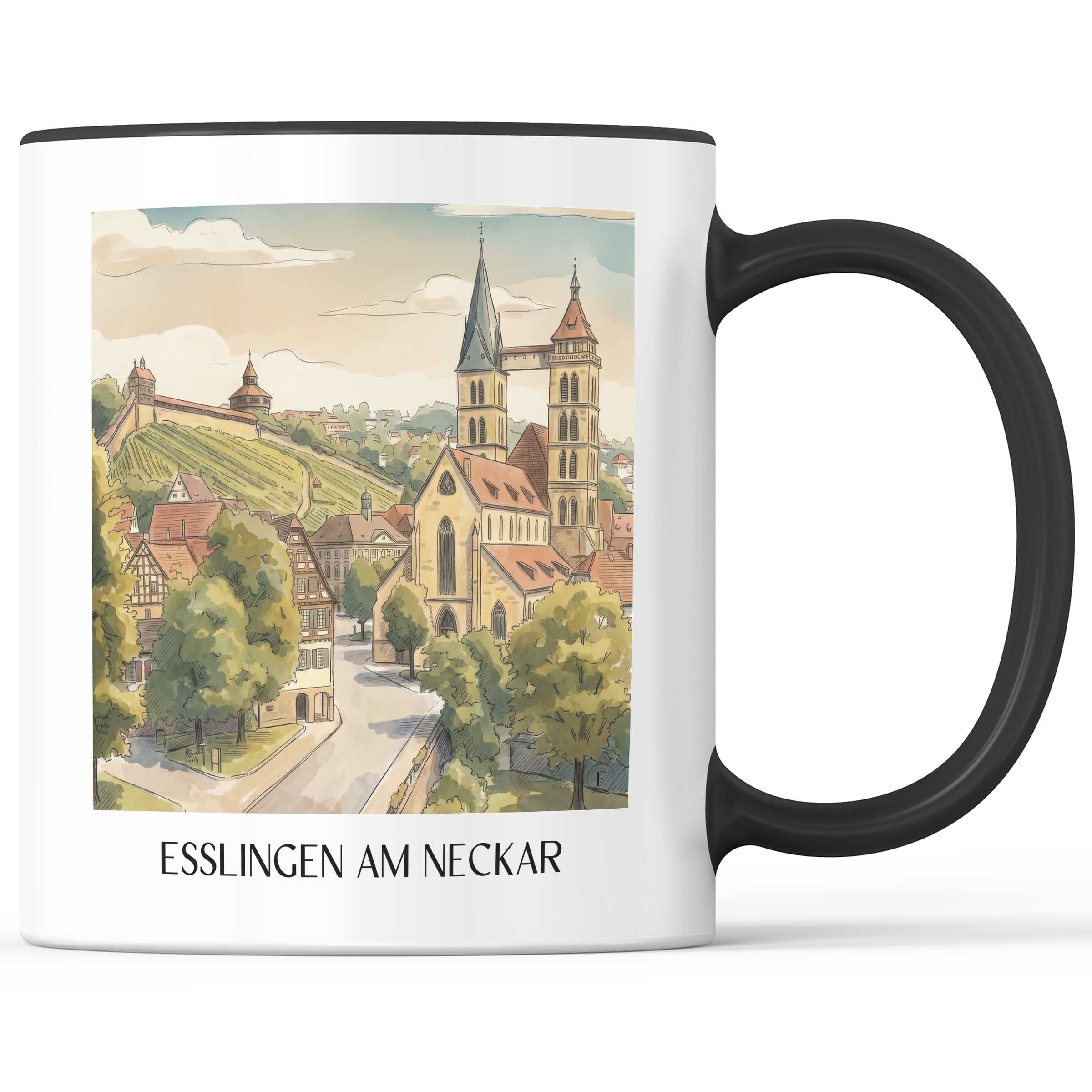 Esslingen am Neckar Kaffeebecher - Neckartal - Deutschland Becher - Kaffeetasse im Aquarell Stil - favplace