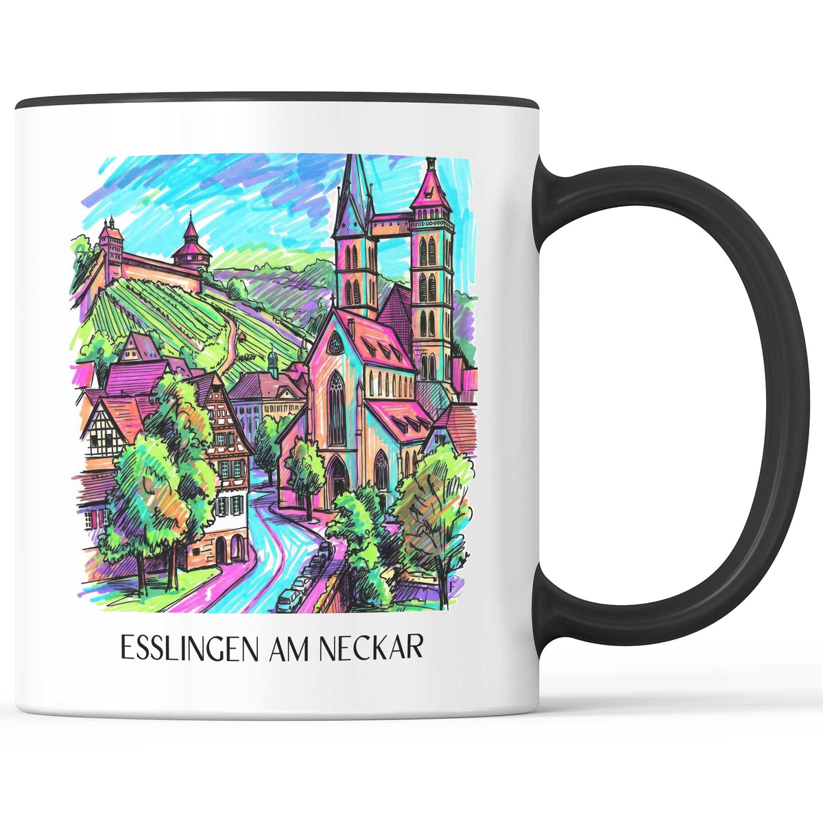 Esslingen am Neckar Kaffeebecher - Neckartal - Deutschland Becher - Kaffeetasse im Tag Graffiti Stil - favplace